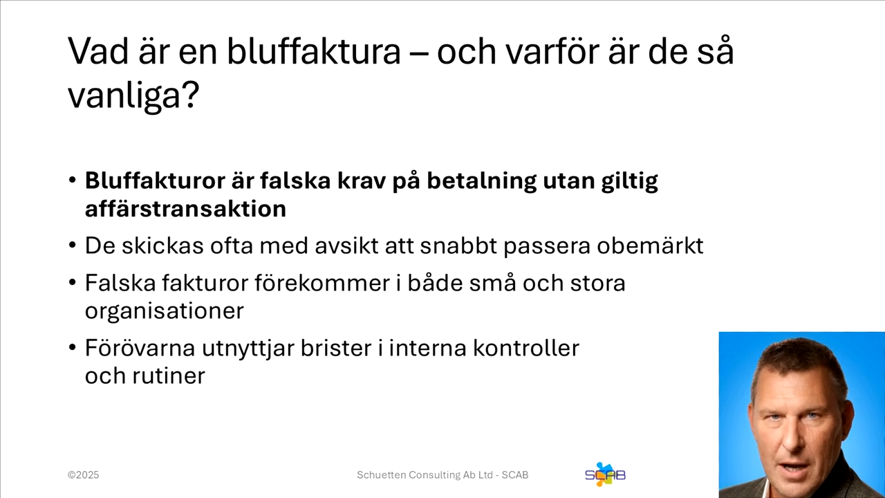 Illustration av PowerPoint bild i gratis onlinekursen introduktion till bluffakturor