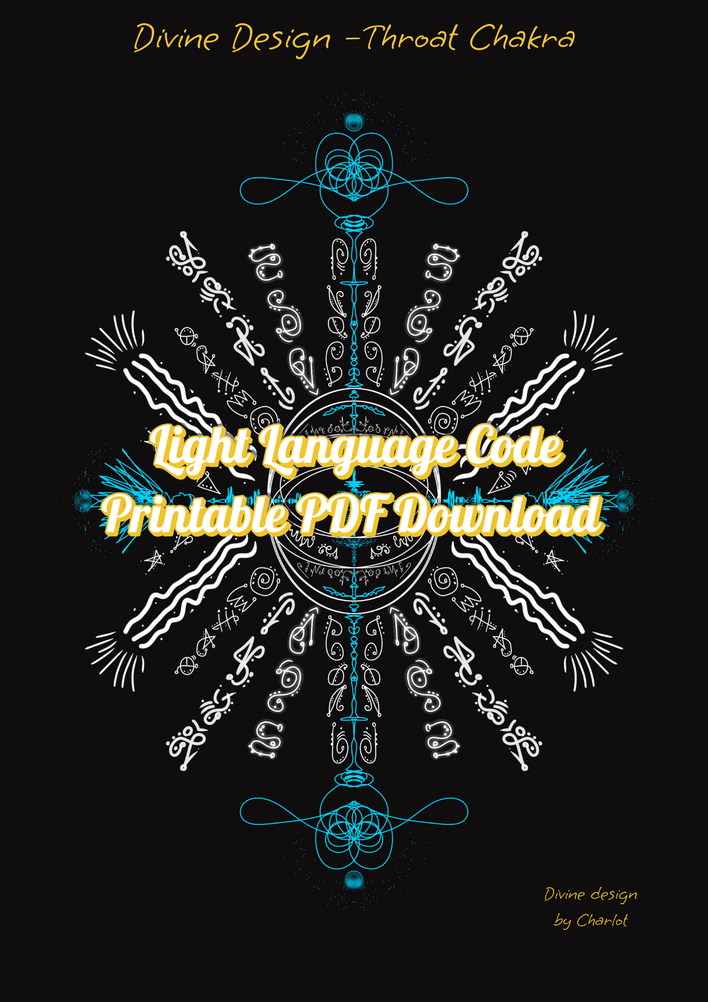 Light Language code with blue tones representing the throat chakra and clear self-expression.