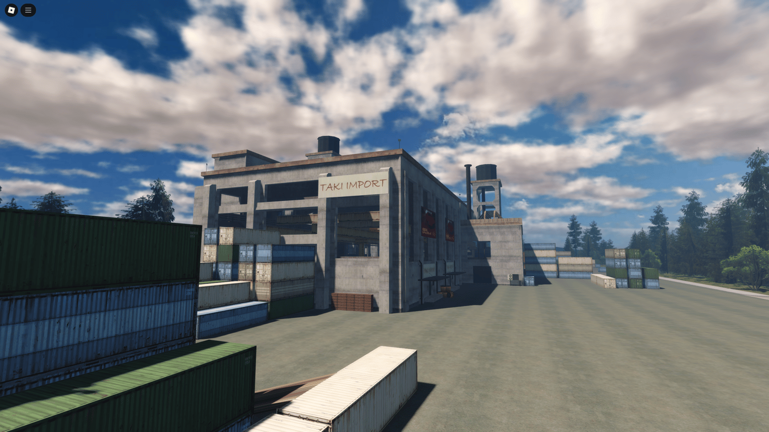 Roblox city map with modern buildings, beach, and industry zones