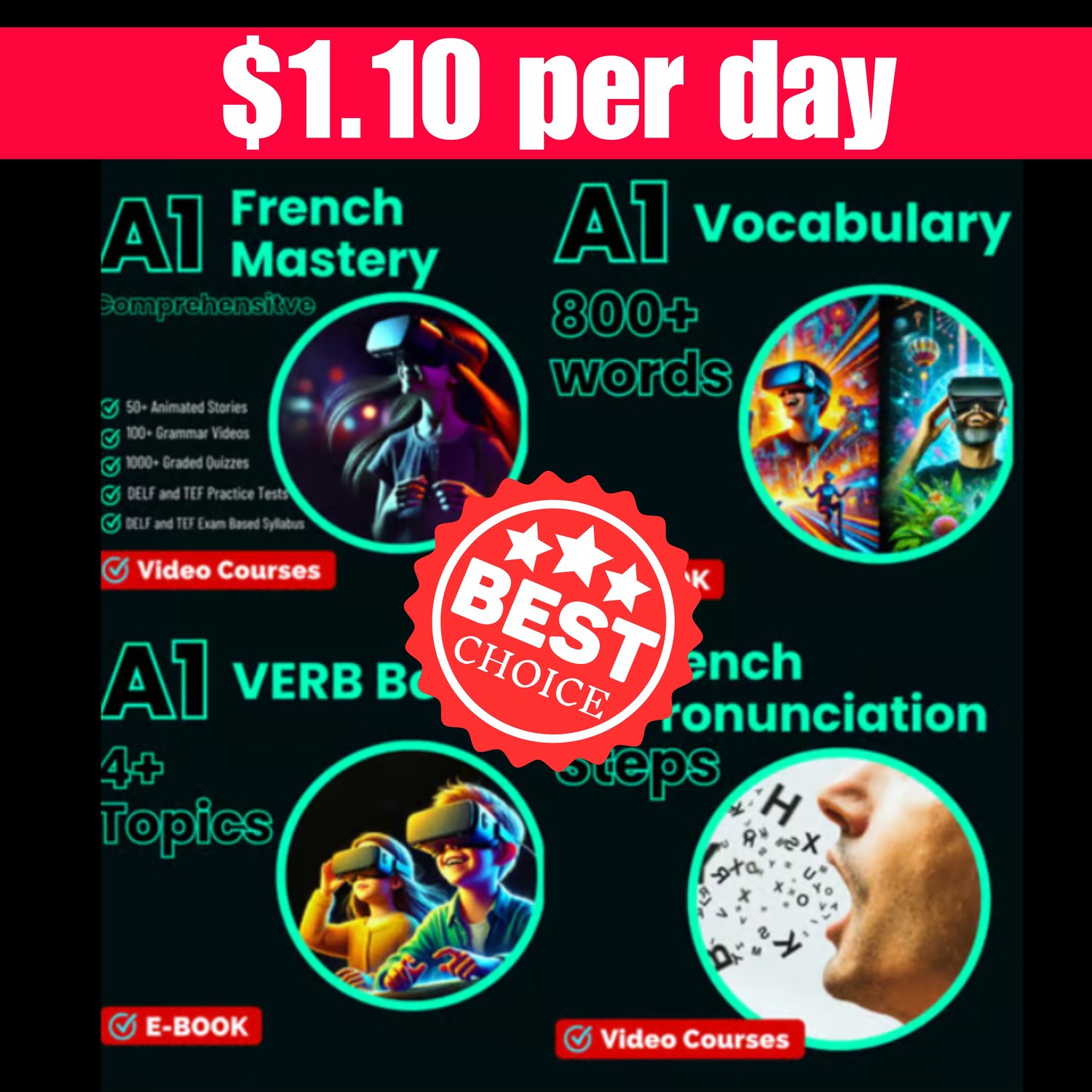 A1 | A2 | B1 | B2 | DELF/TEF Prep | VR Course