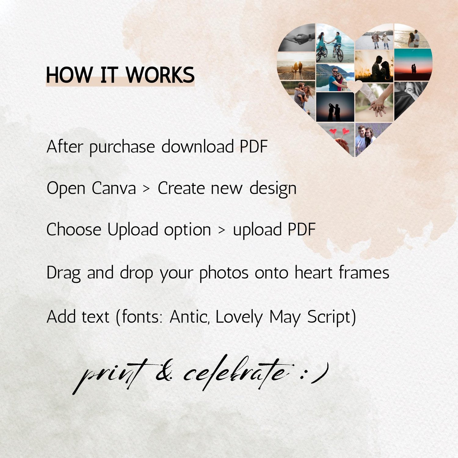How To Use Anniversary Heart Photo Collage Canva Frames Template