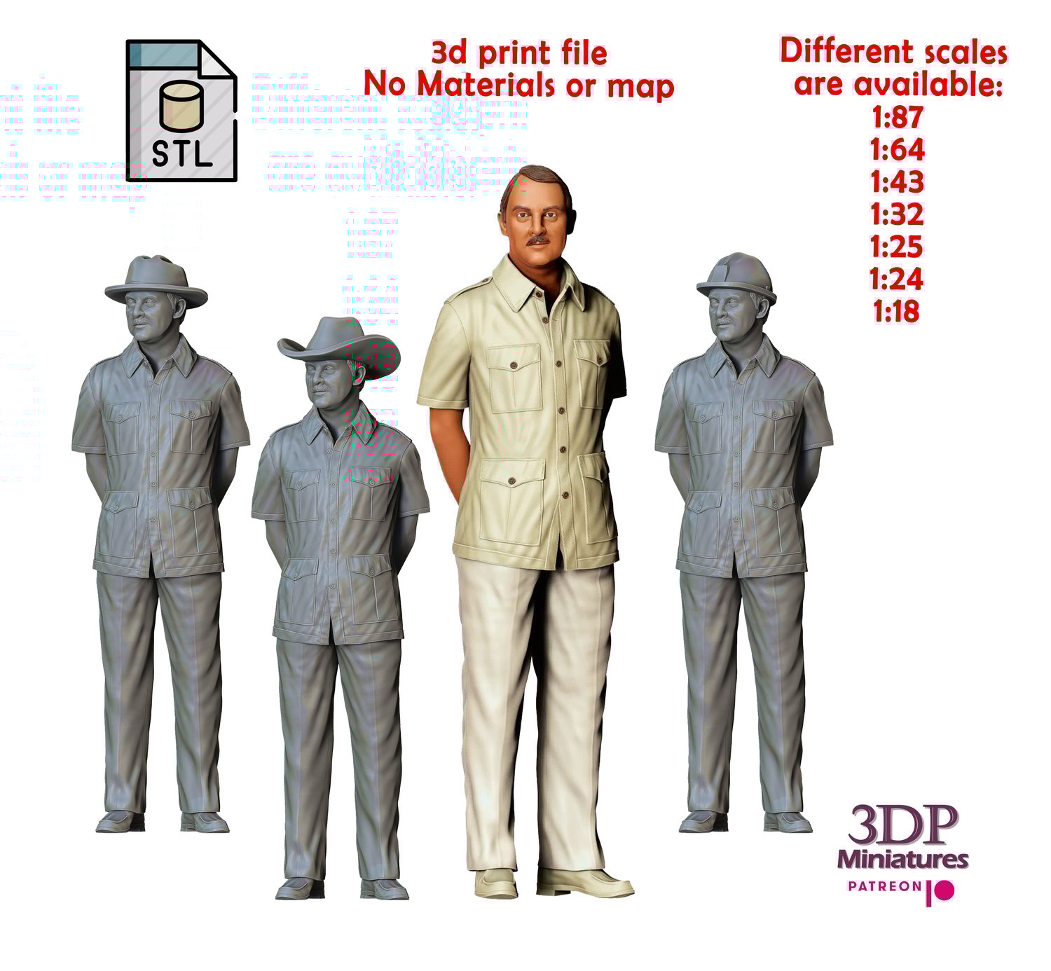 3dp Miniatures, N4 Higgins John Hillerman Magnum P.I