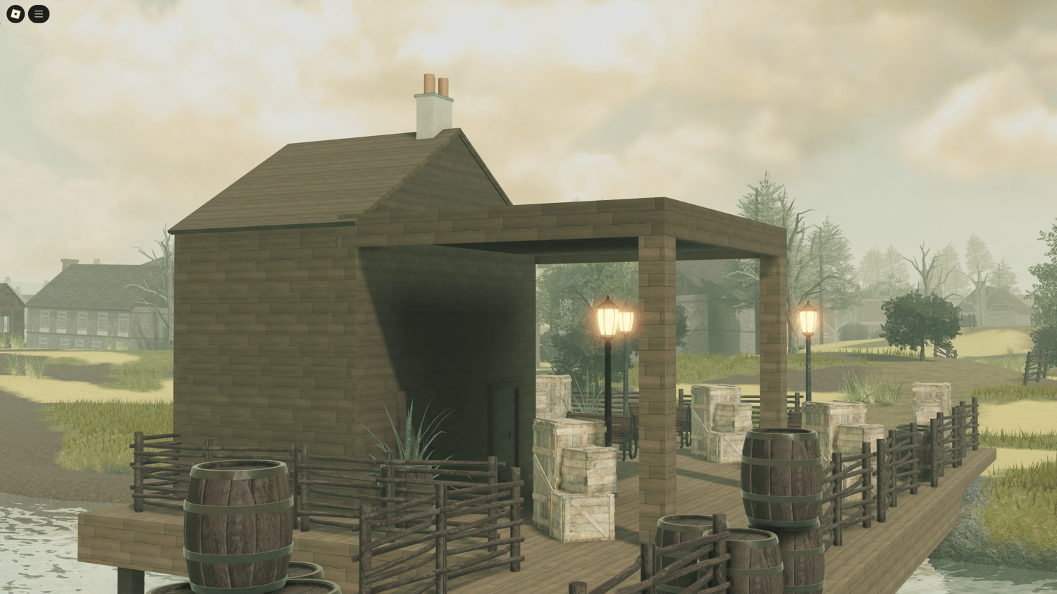 Scenic Roblox waterfall in western landscape