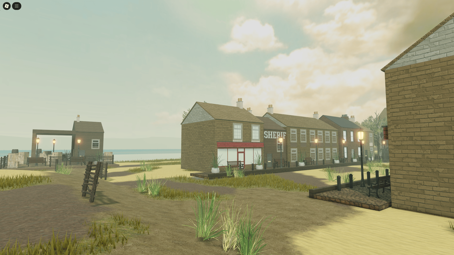 Train tracks running through Roblox Wild West roleplay map