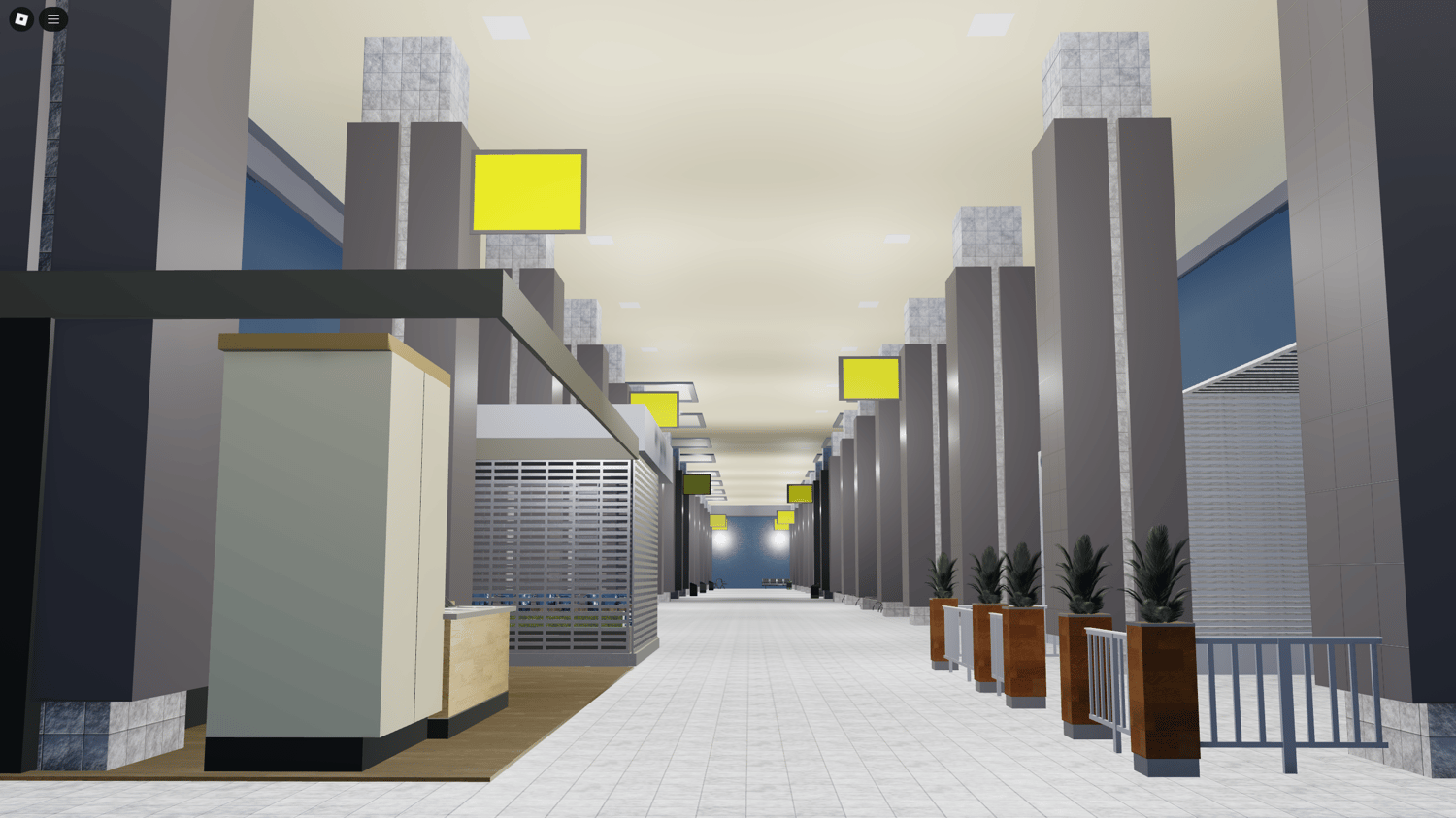 Detailed jetway with high-quality lighting in Roblox game