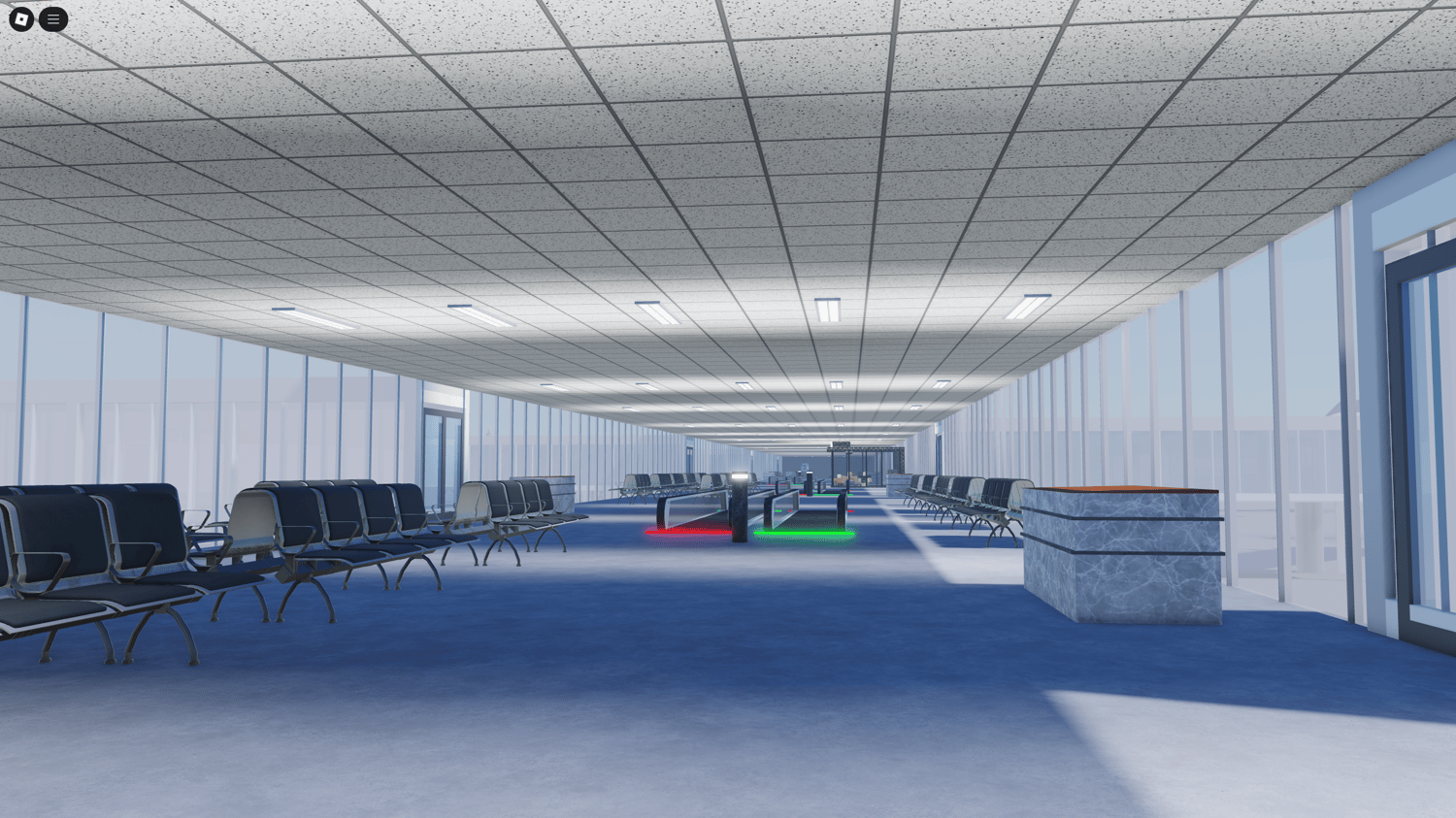 Roblox map with static planes and parking lot view