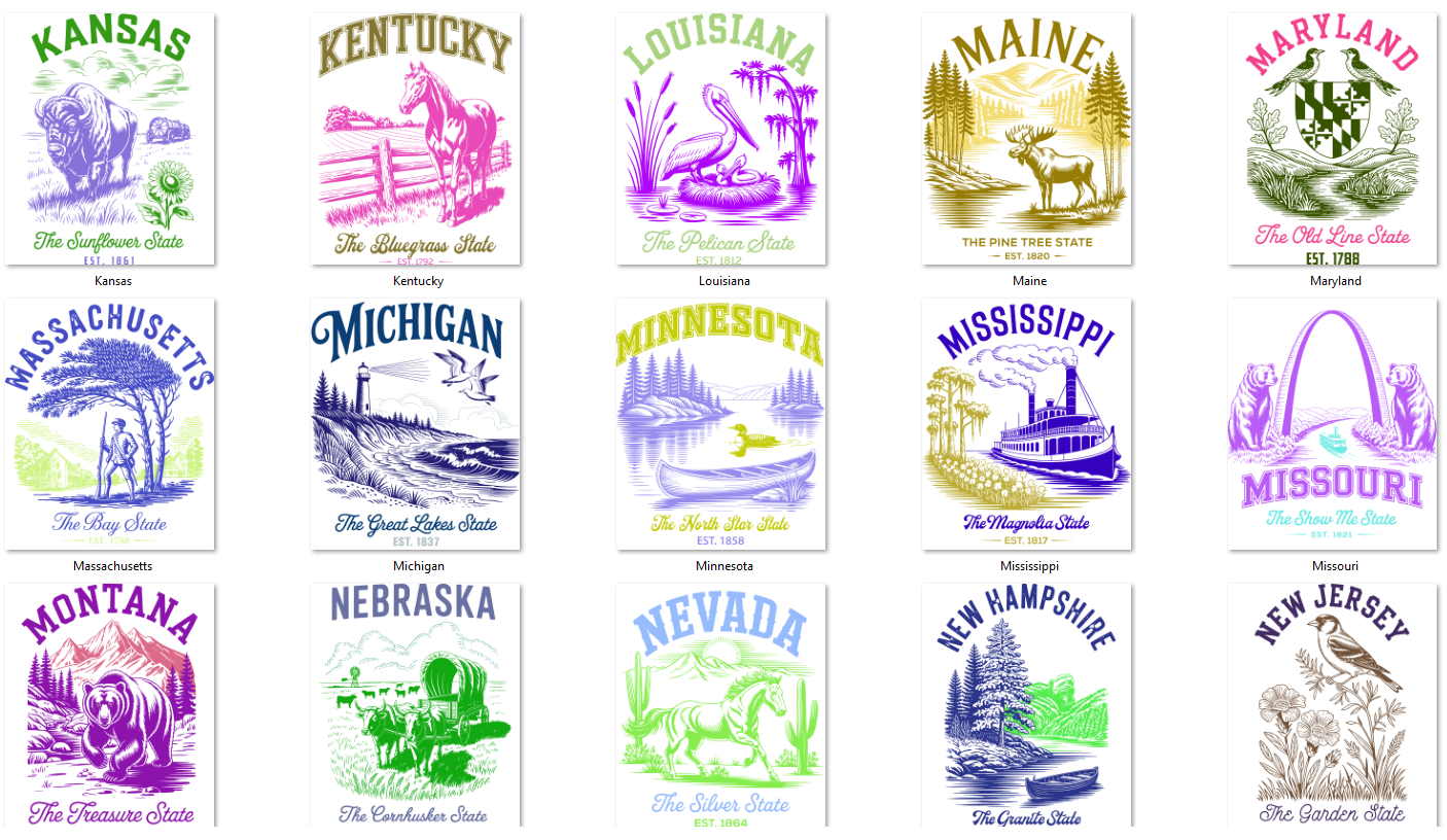 US States Cityscape Frame Artwork