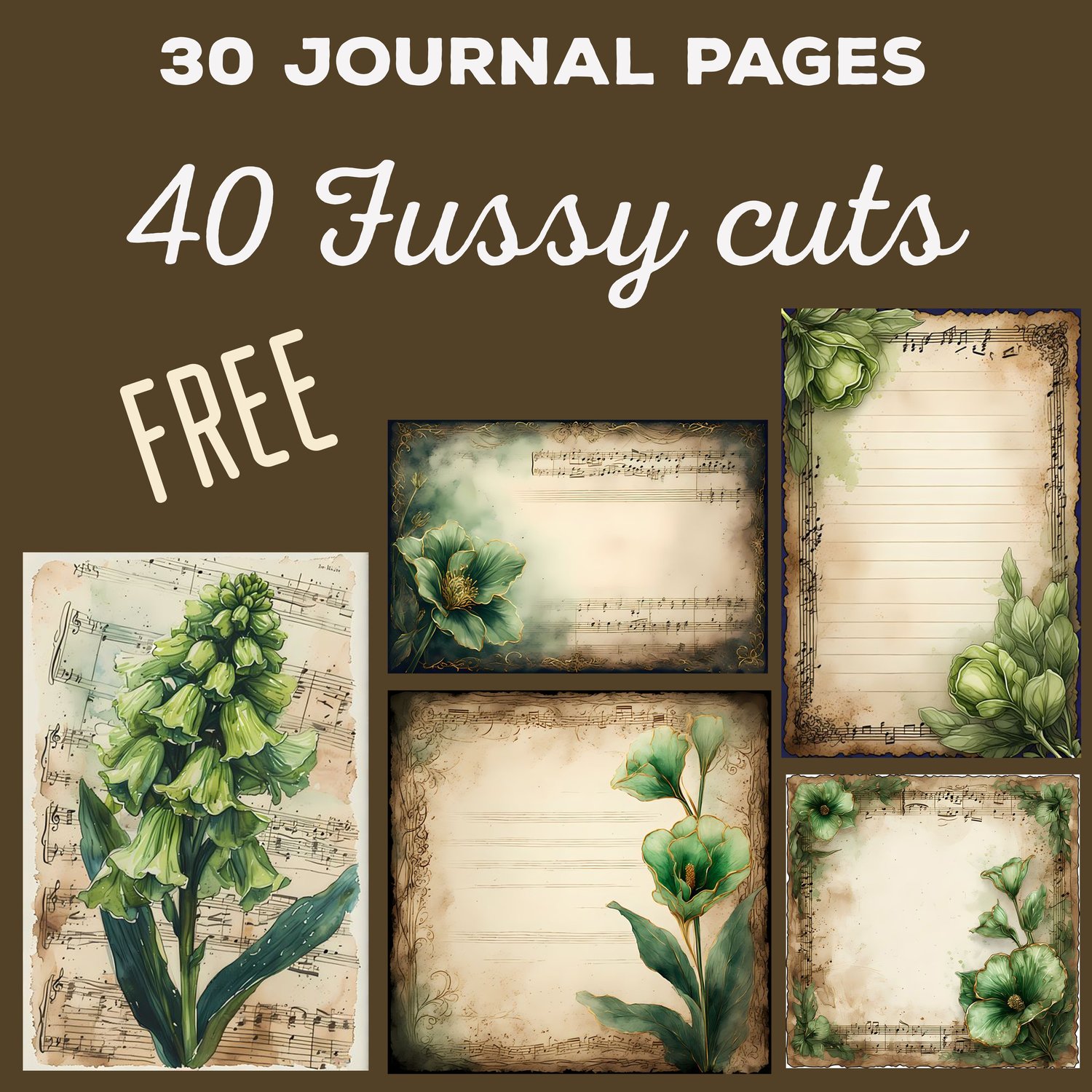 vintage elegance, nature, rich greens, earthy browns, muted golds, ornate jewelry, emerald green gemstones, rings, brooch, crown, Renaissance motifs, Victorian motifs, wealth, beauty, status, renewal, growth, antique stationery, aged parchment, musical no