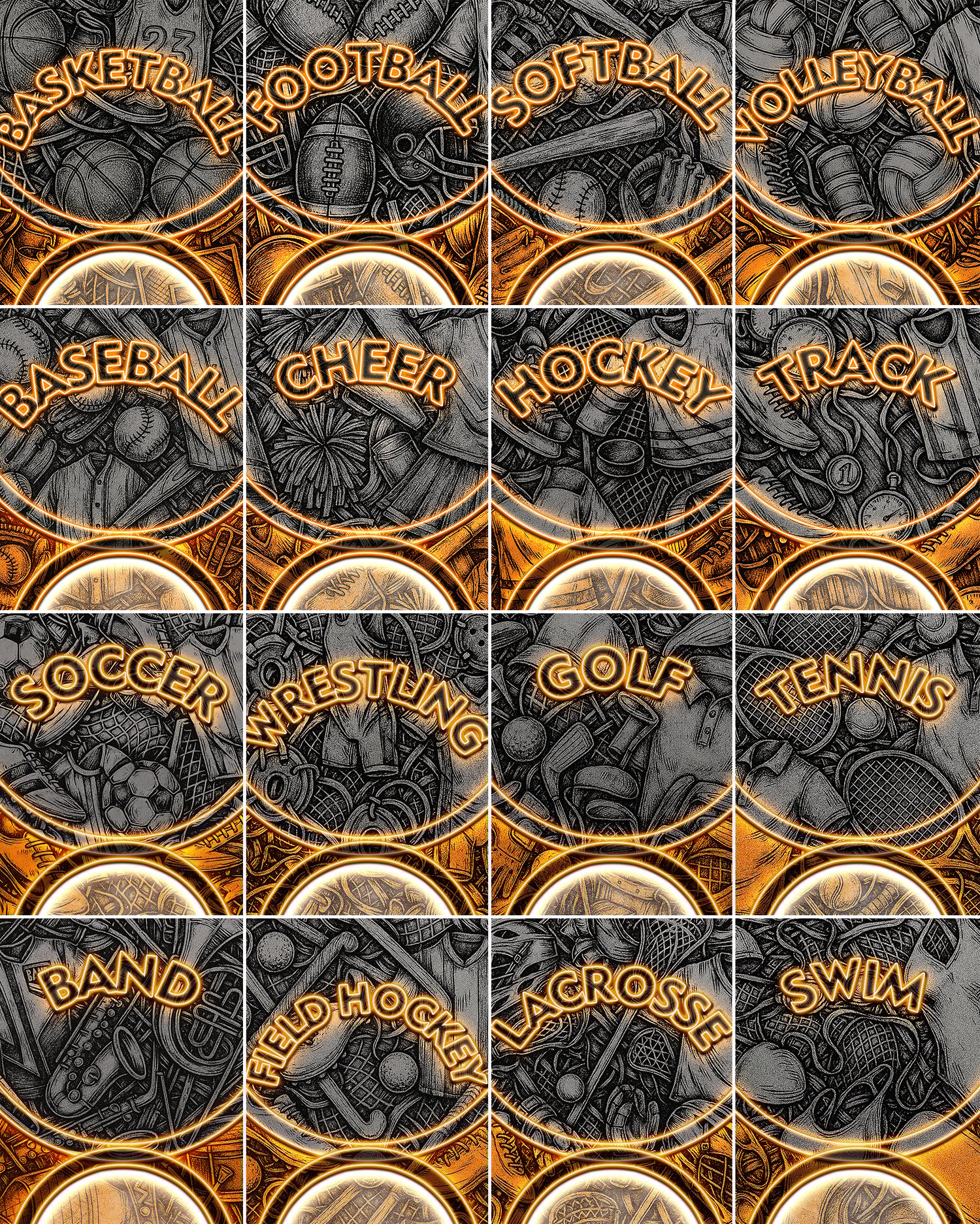 Cluttered Template Deign, Digital Background, Photoshop Layers, Sports, Teams, Seniors, Schools, Youth, Volume Photography, Workflow Tools, College, Athletes, Media Day, Photo Day