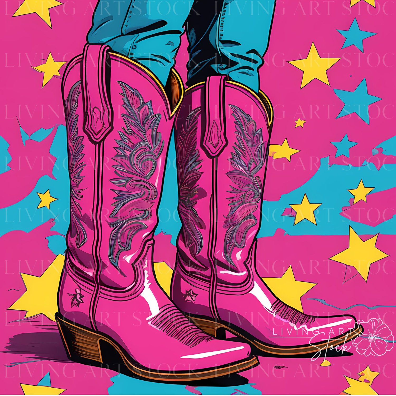 Pink retro cowgirl boots