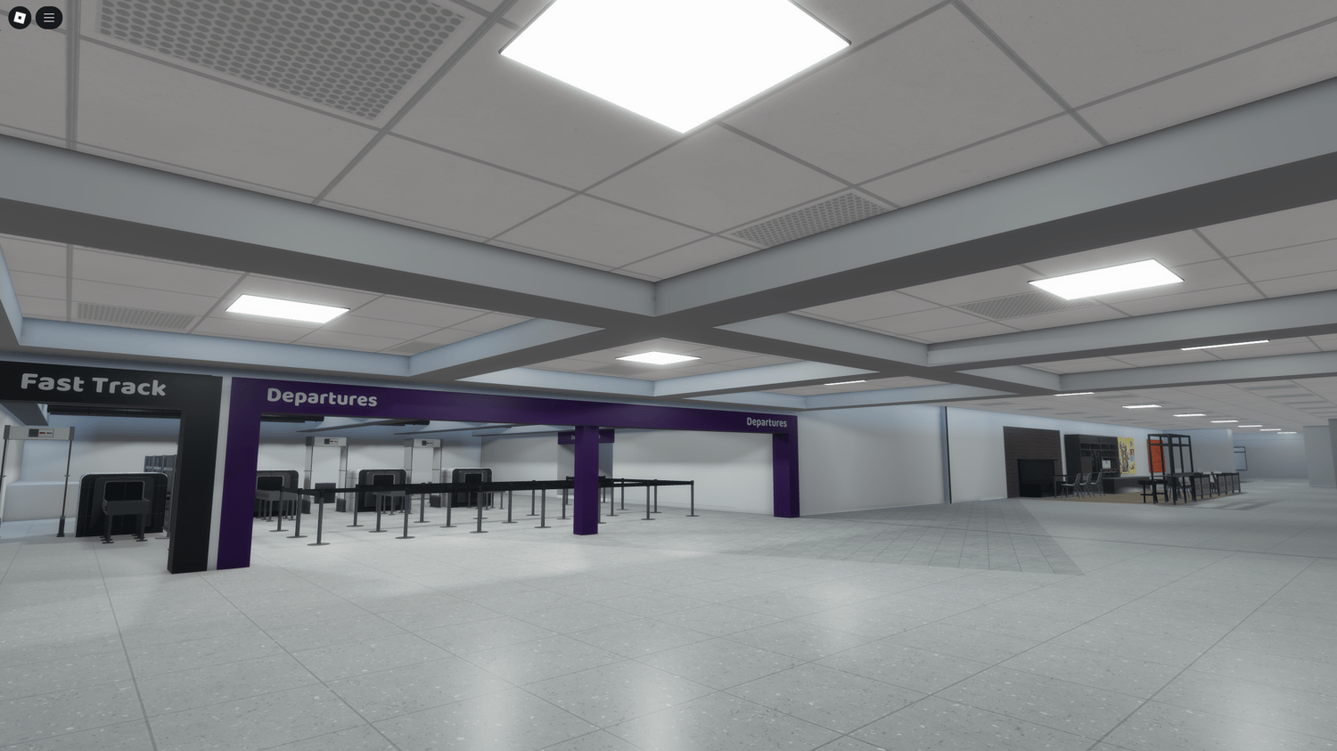 Airport bus stop and transport areas in Roblox map