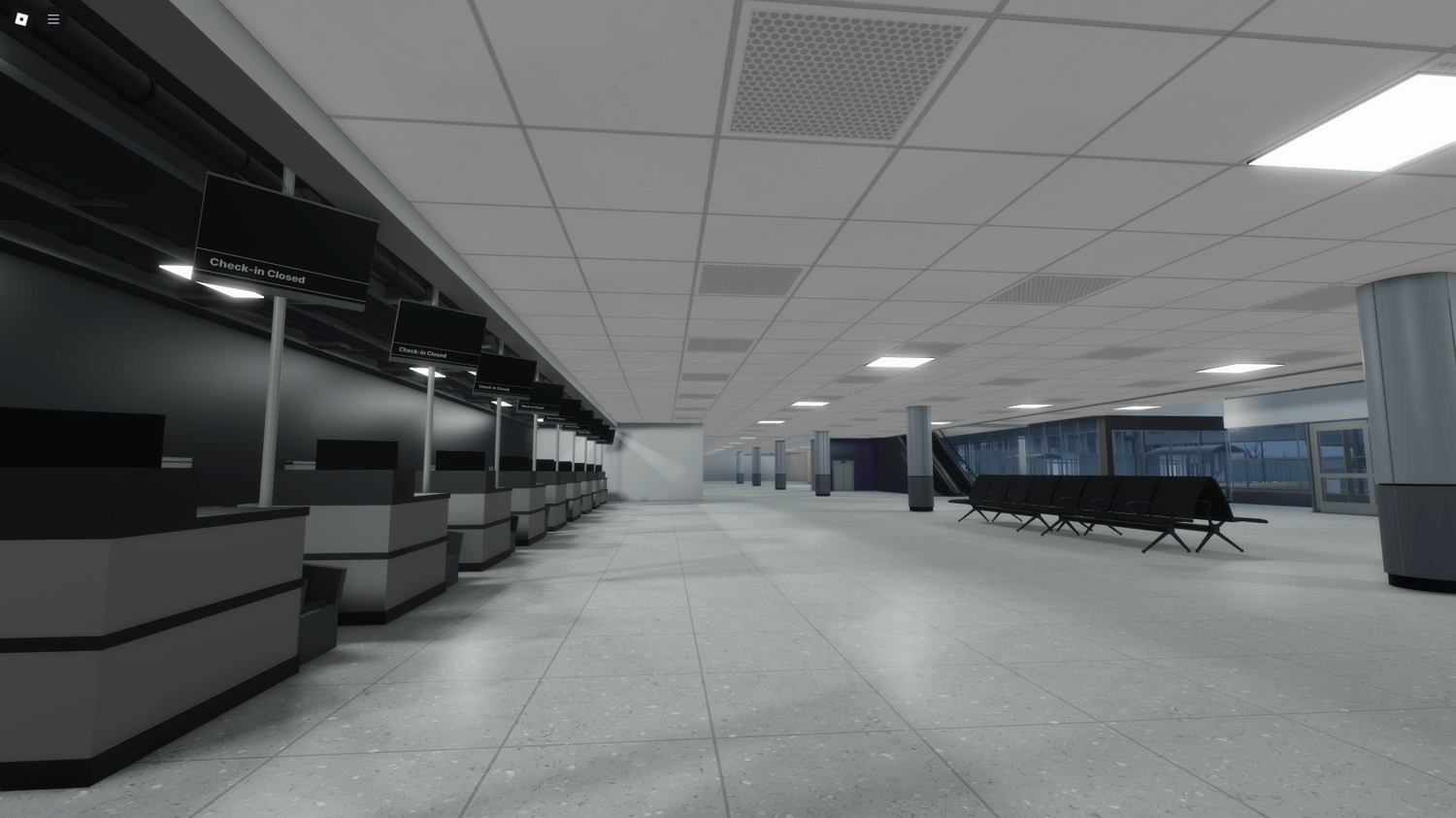 Roblox map featuring Edinburgh airport parking lot