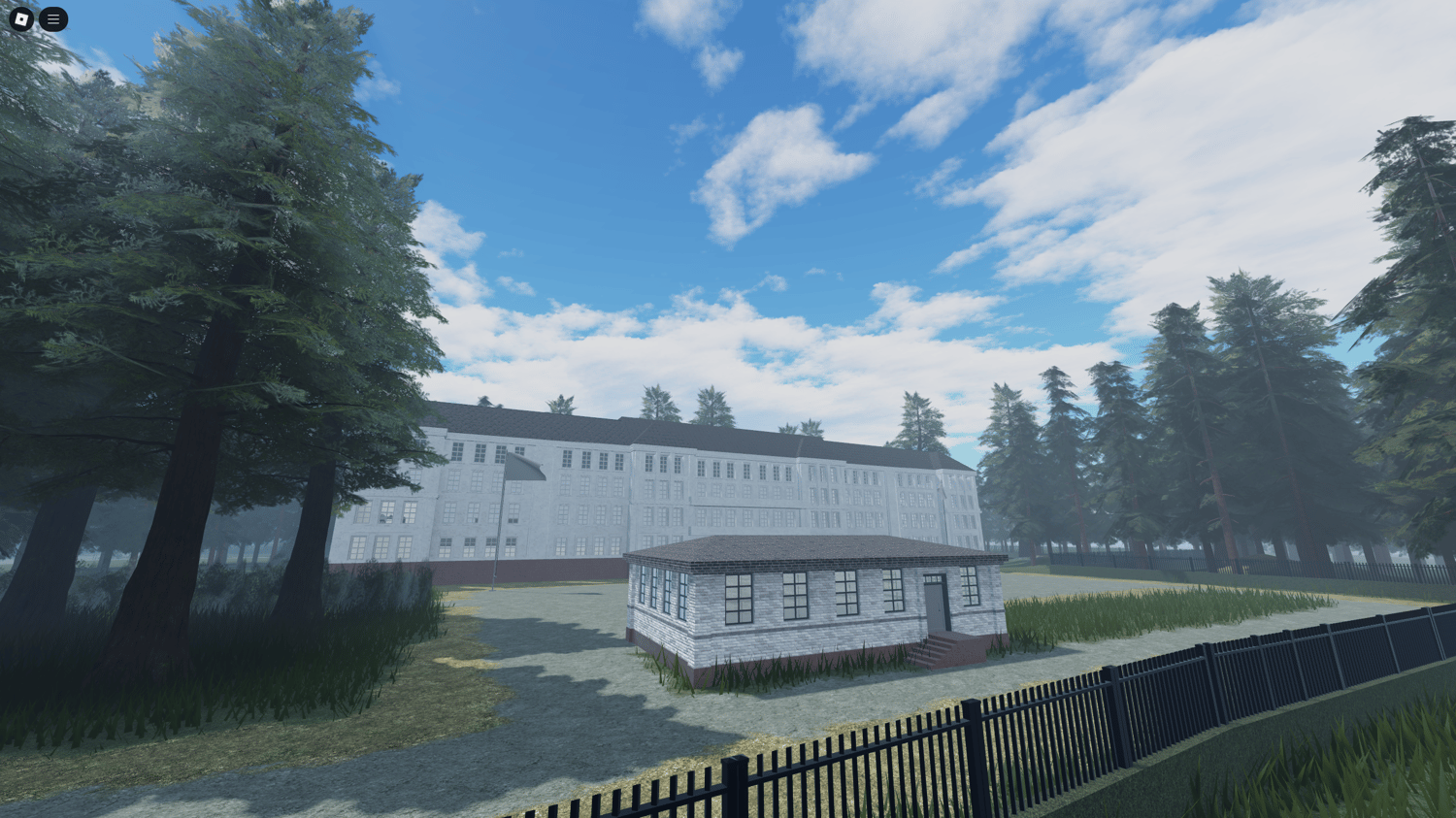Council building and houses in military town zone