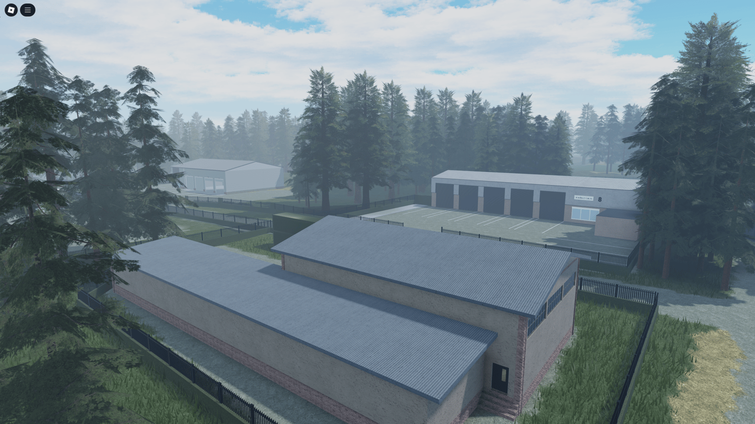 Outdoor tent area and storage facility in Roblox base