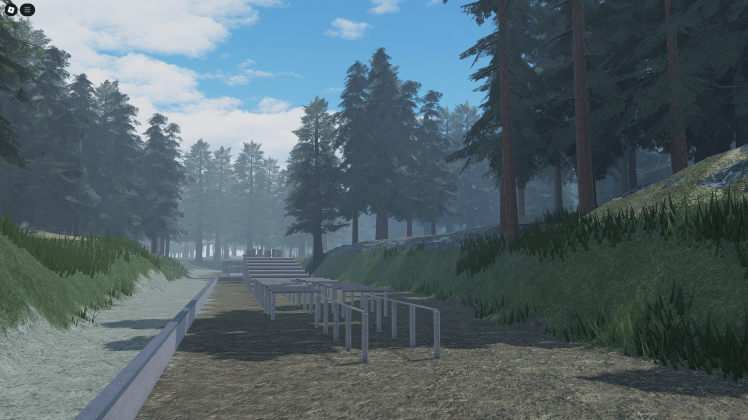 Roblox training map with textures, lighting, and terrain