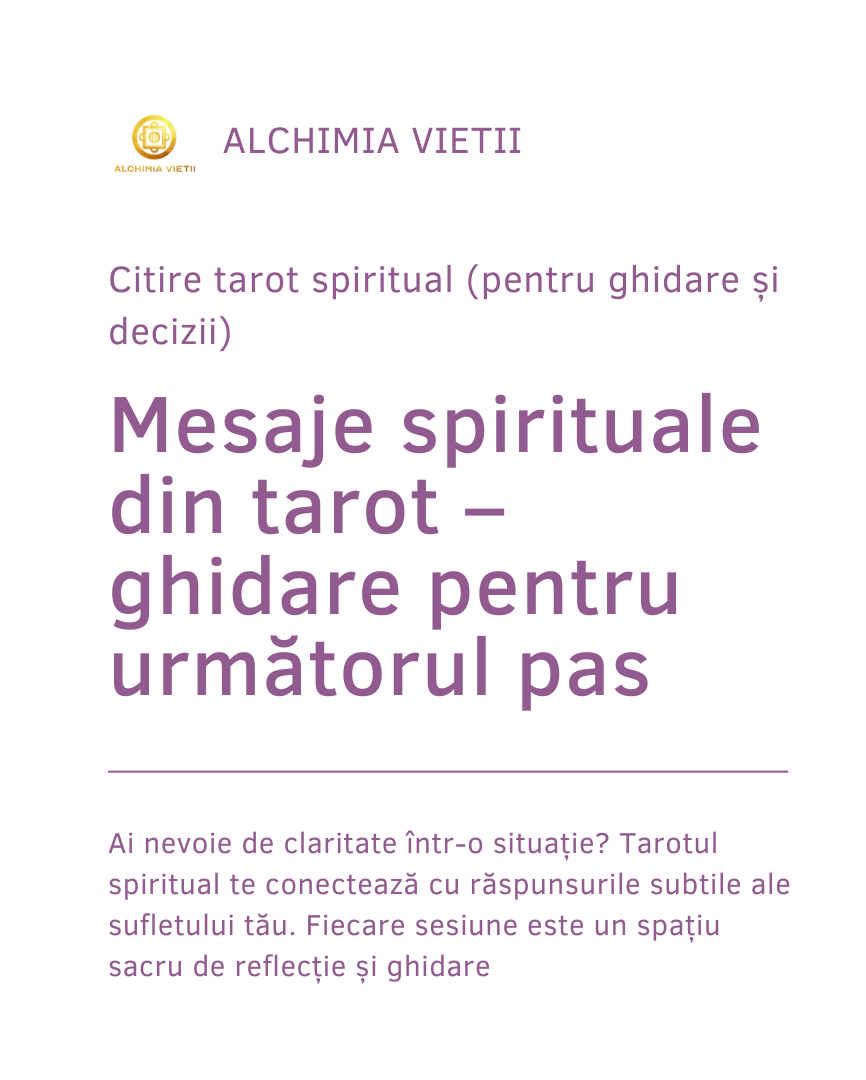 Ai nevoie de claritate într-o situație? Tarotul spiritual te conectează cu răspunsurile subtile ale sufletului tău. Fiecare sesiune este un spațiu sacru de reflecție și ghidare.