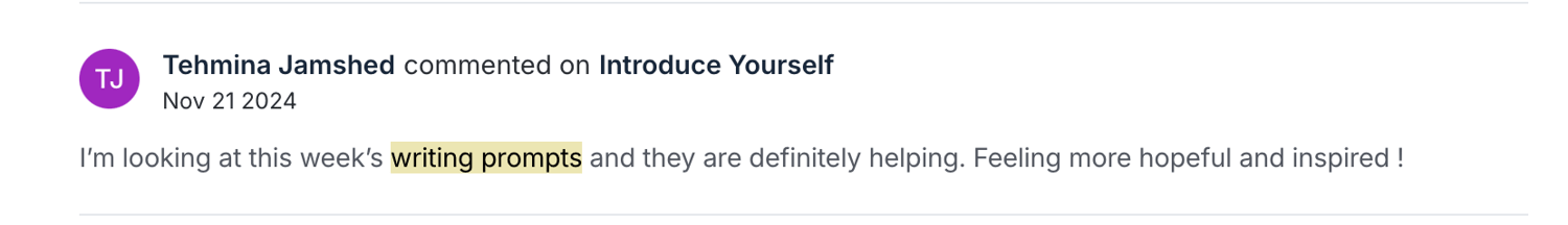 comment on writing prompt