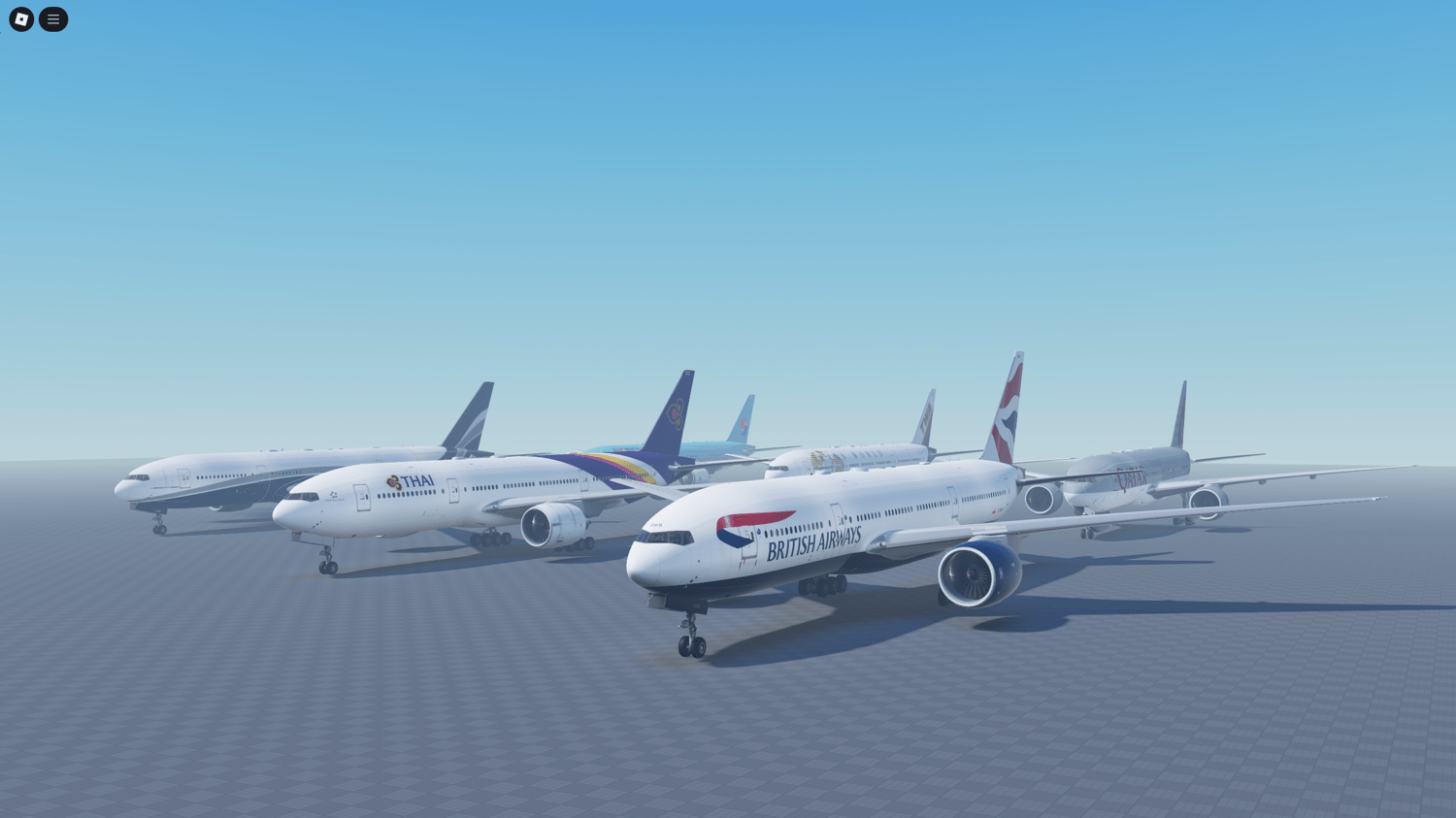 Detailed Roblox aircraft suspension system on runway