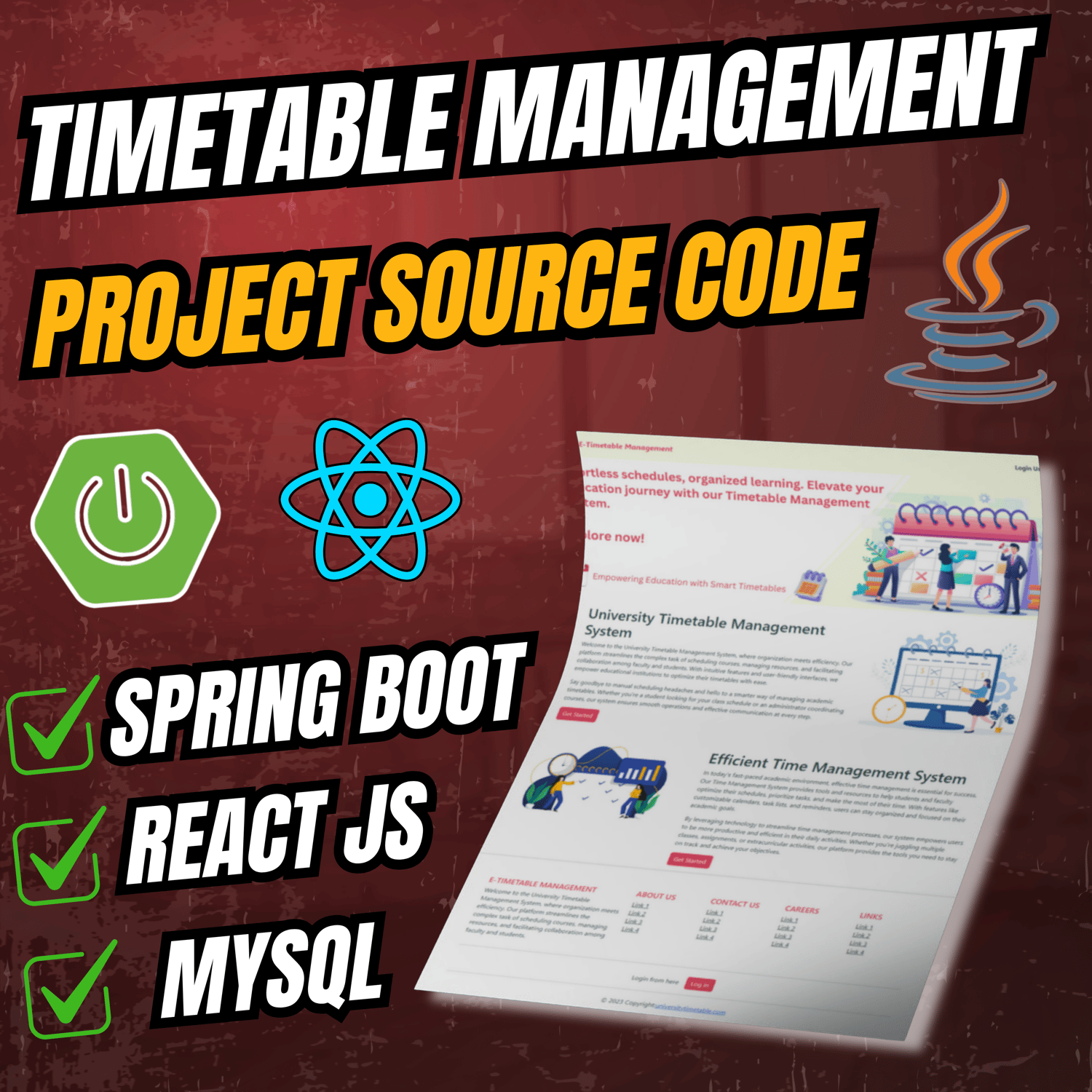 timetable management system project source code using spring boot react js