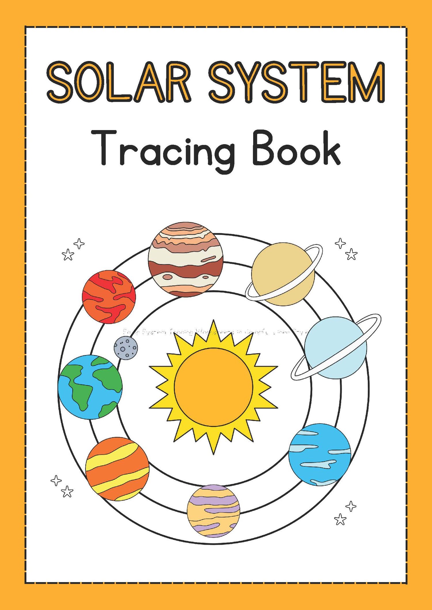 Colorful Solar System Tracing Worksheets
