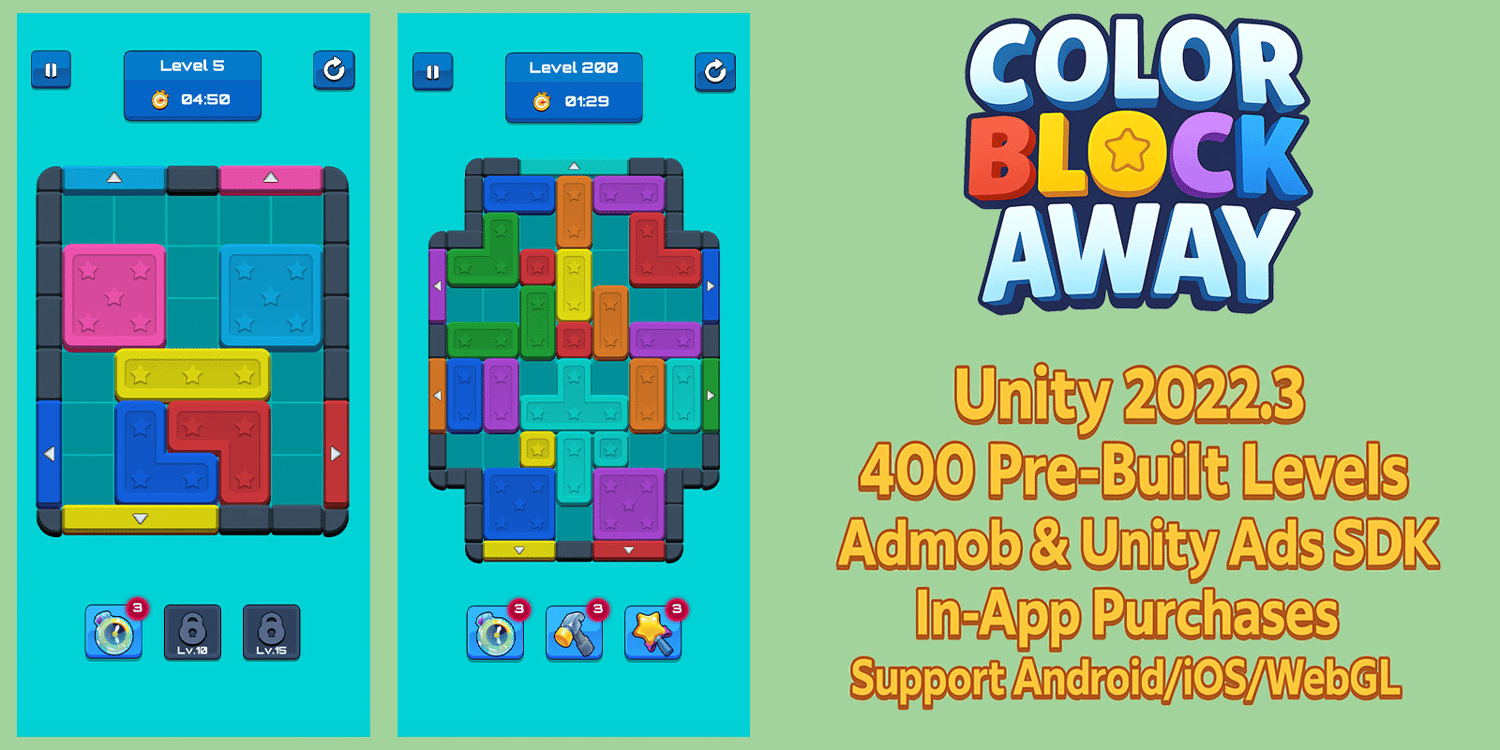 Unity 2D Puzzle Game Template Color Block Jam Unity Source Code Unity Block Puzzle Game 2D Puzzle Game Unity