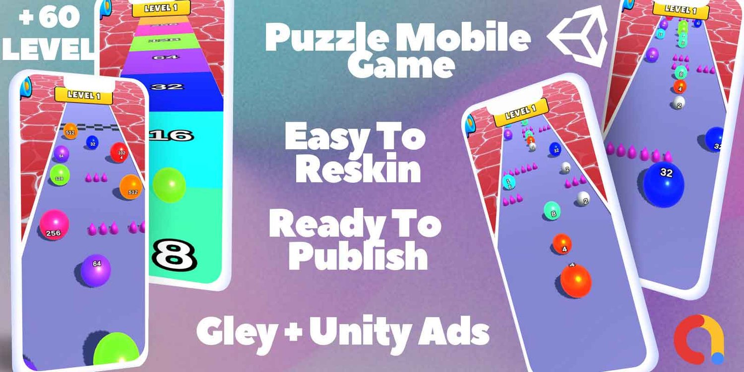 Ball Run 2048 unity 3d puzzle game template