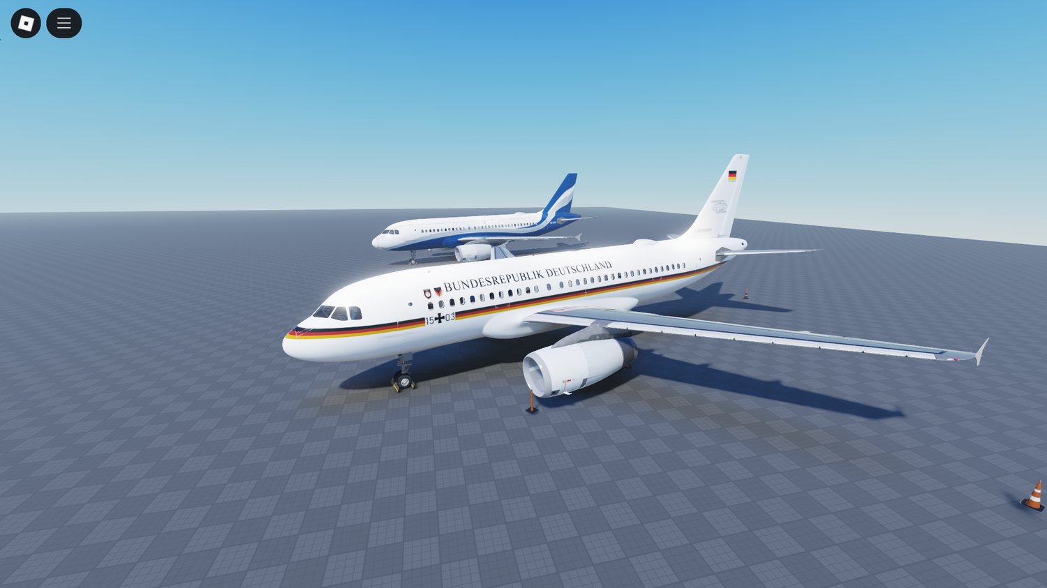 Animated doors and landing gear on Roblox jet
