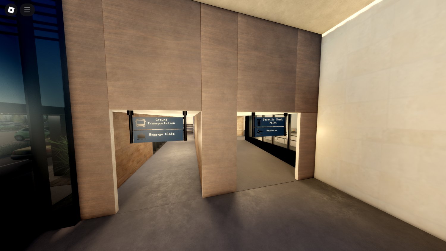 Scenic airport surroundings with realistic lighting effects