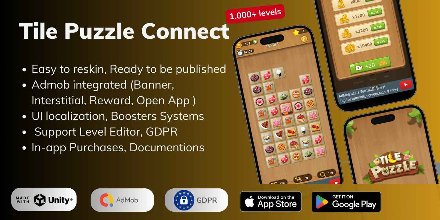 Unity 2D Puzzle Game Template unity matching game unity tile connect game 2d puzzle game unity