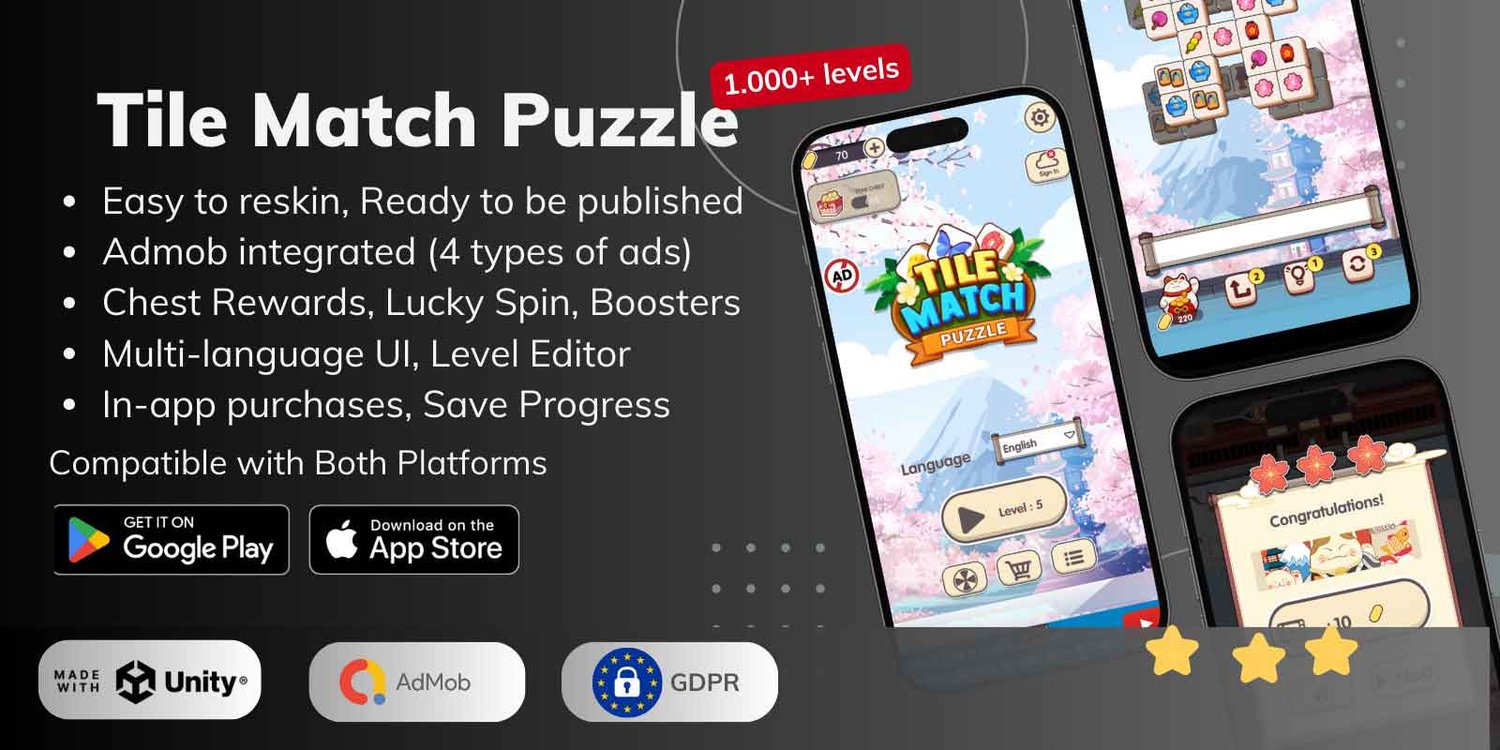 Unity 2D Puzzle Game Template unity tile connect game unity matching game unity match game
