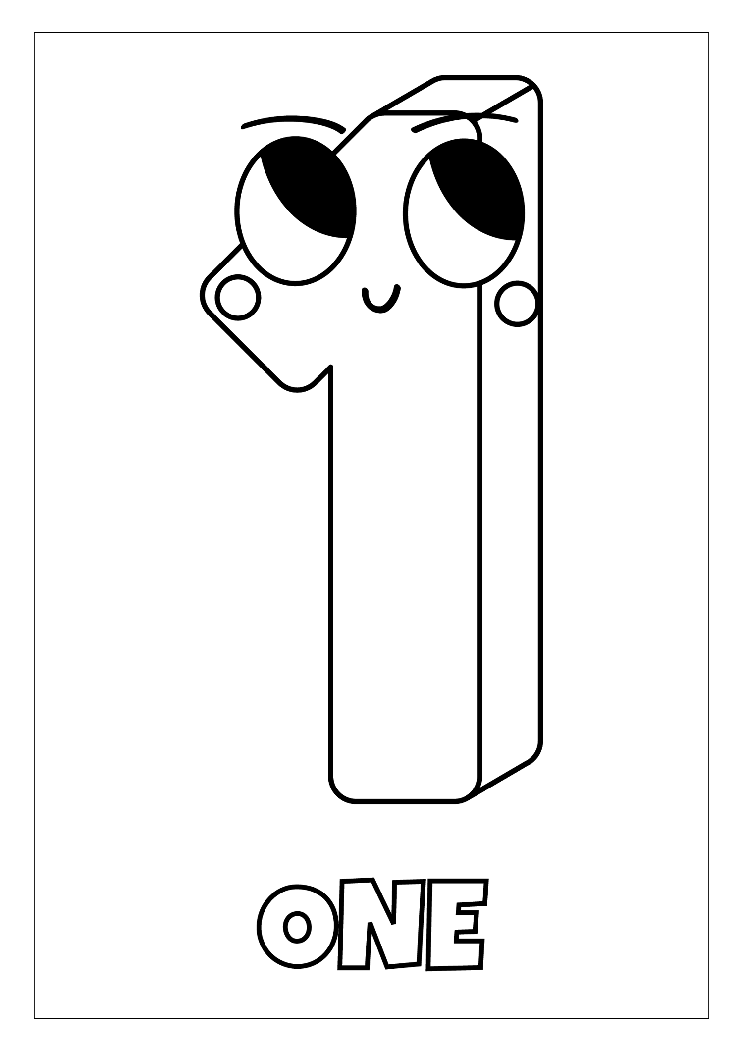 Cartoon Number Coloring Book Worksheet