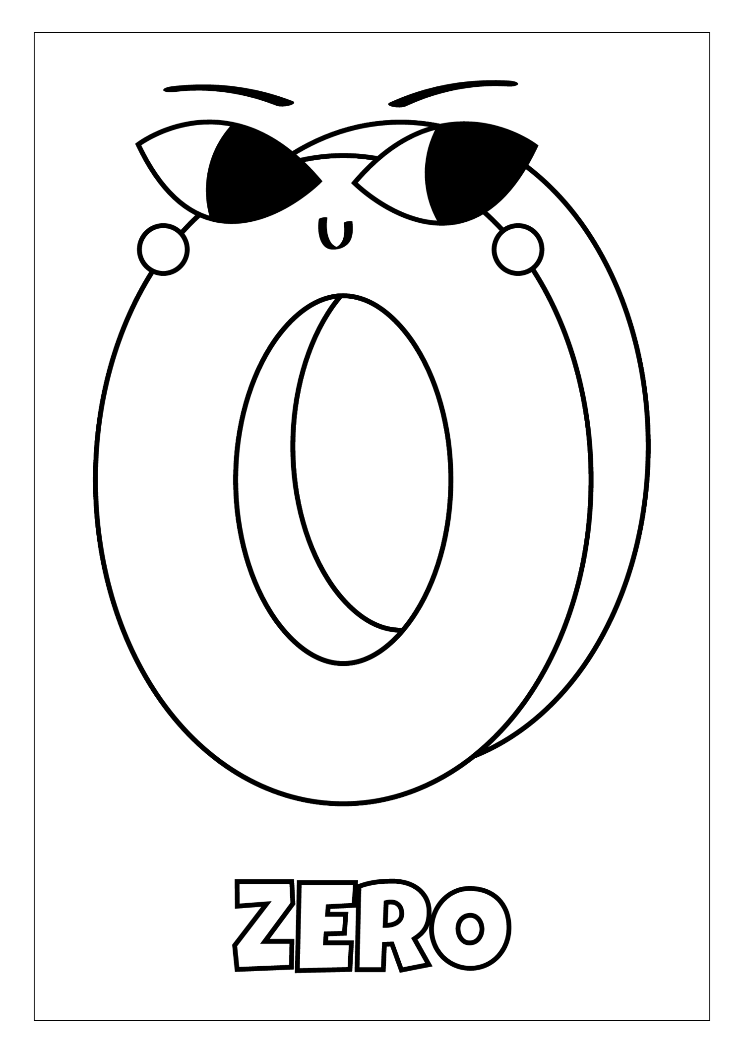 Cartoon Number Coloring Book Worksheet