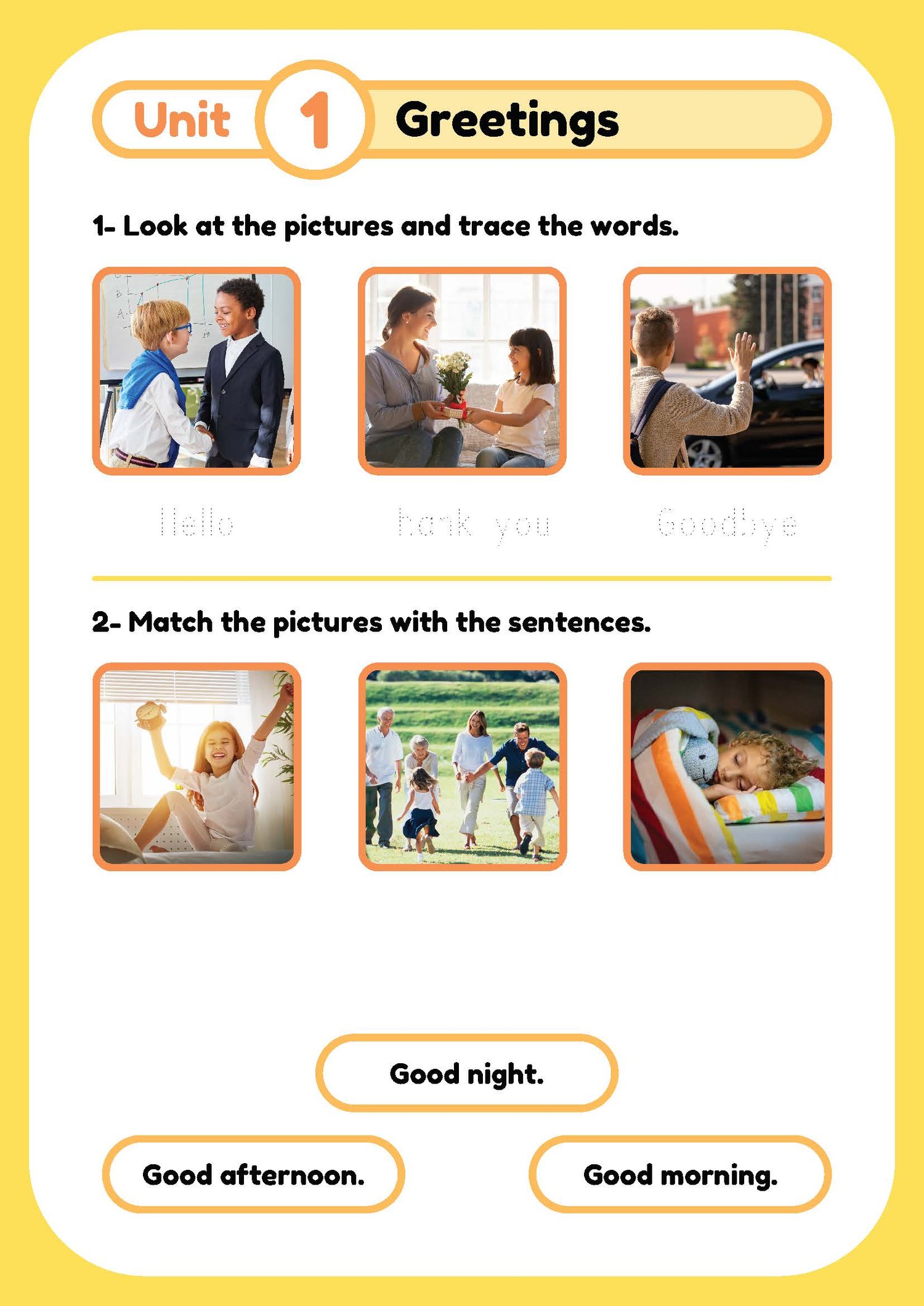English Booklet A for Grade 1 in Yellow White Cute Style