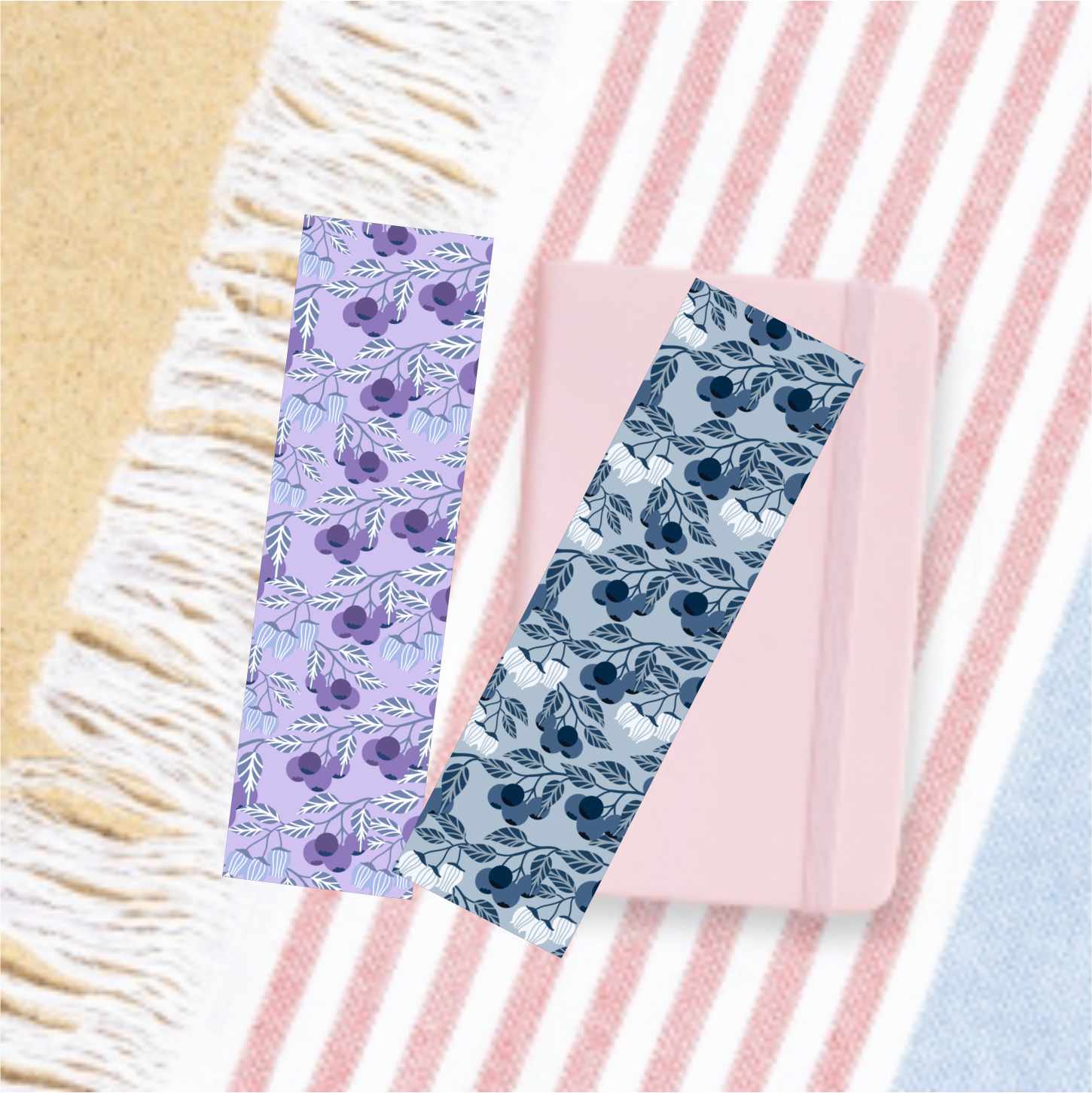 Blueberry Fruit Printable Bookmarks - Aesthetic Floral