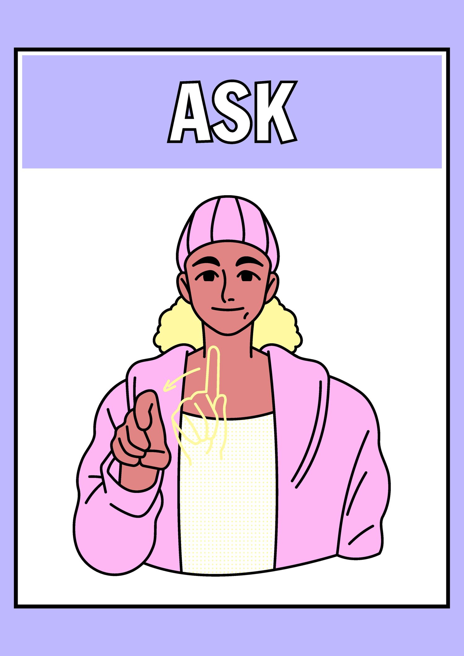 ASL Hand Signs Poster Colorful Illustrative Style