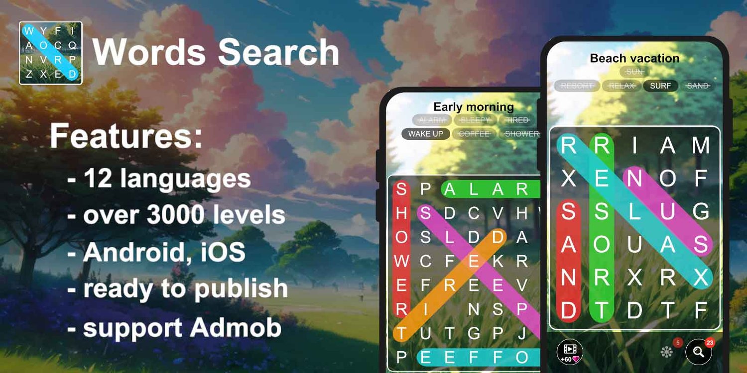 Words Search unity 2D Puzzle Game Template word game unity source code word puzzle unity word search game unity