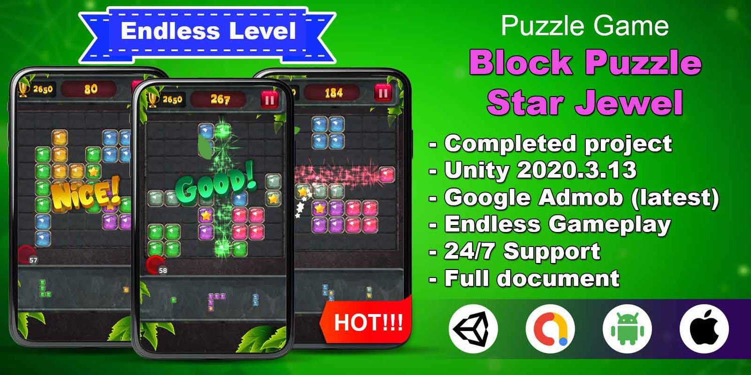 Unity 2D Puzzle Game Template unity block puzzle game 2d endless game unity block game unity