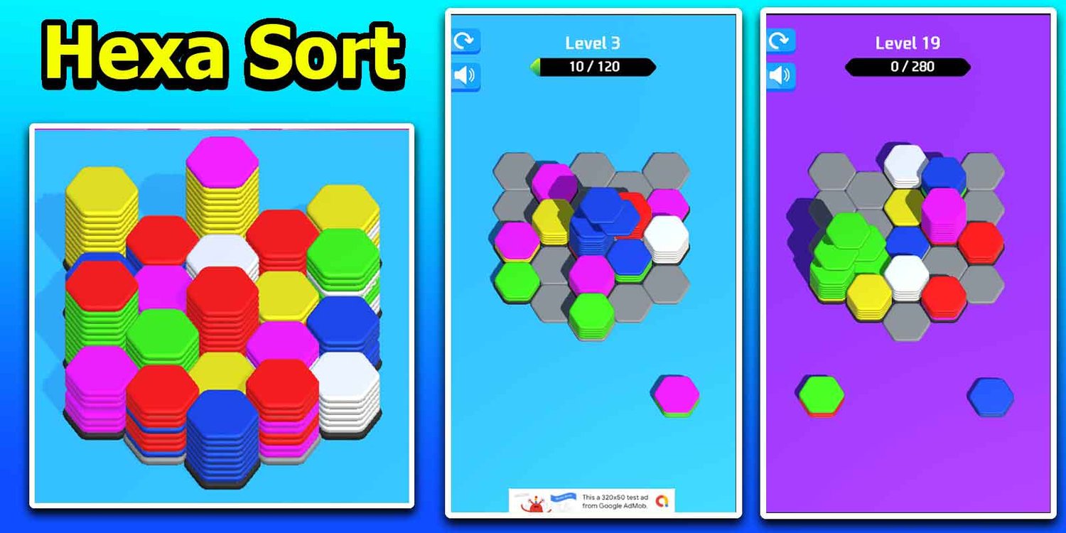 Hexa Sort 3D Puzzle unity 3d puzzle game template