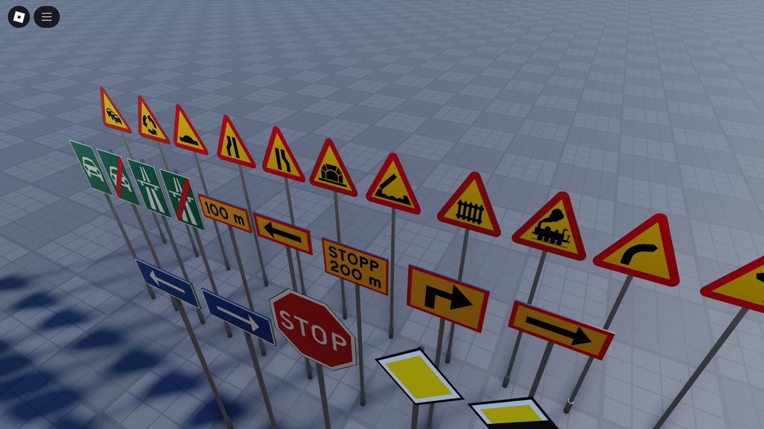 Traffic sign board collection with high-resolution textures