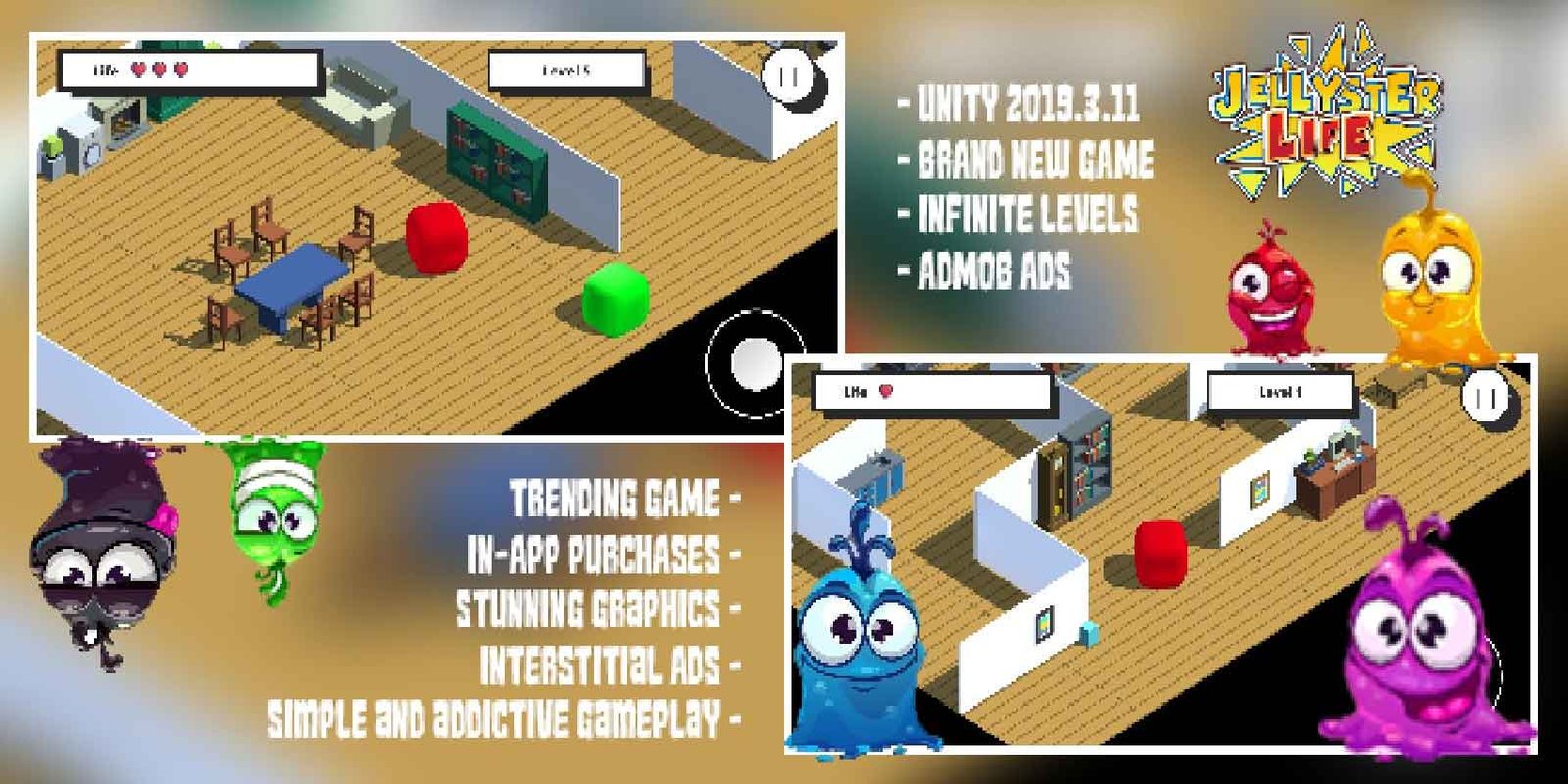 Jellyster Life unity 3d puzzle game template unity puzzle game source code