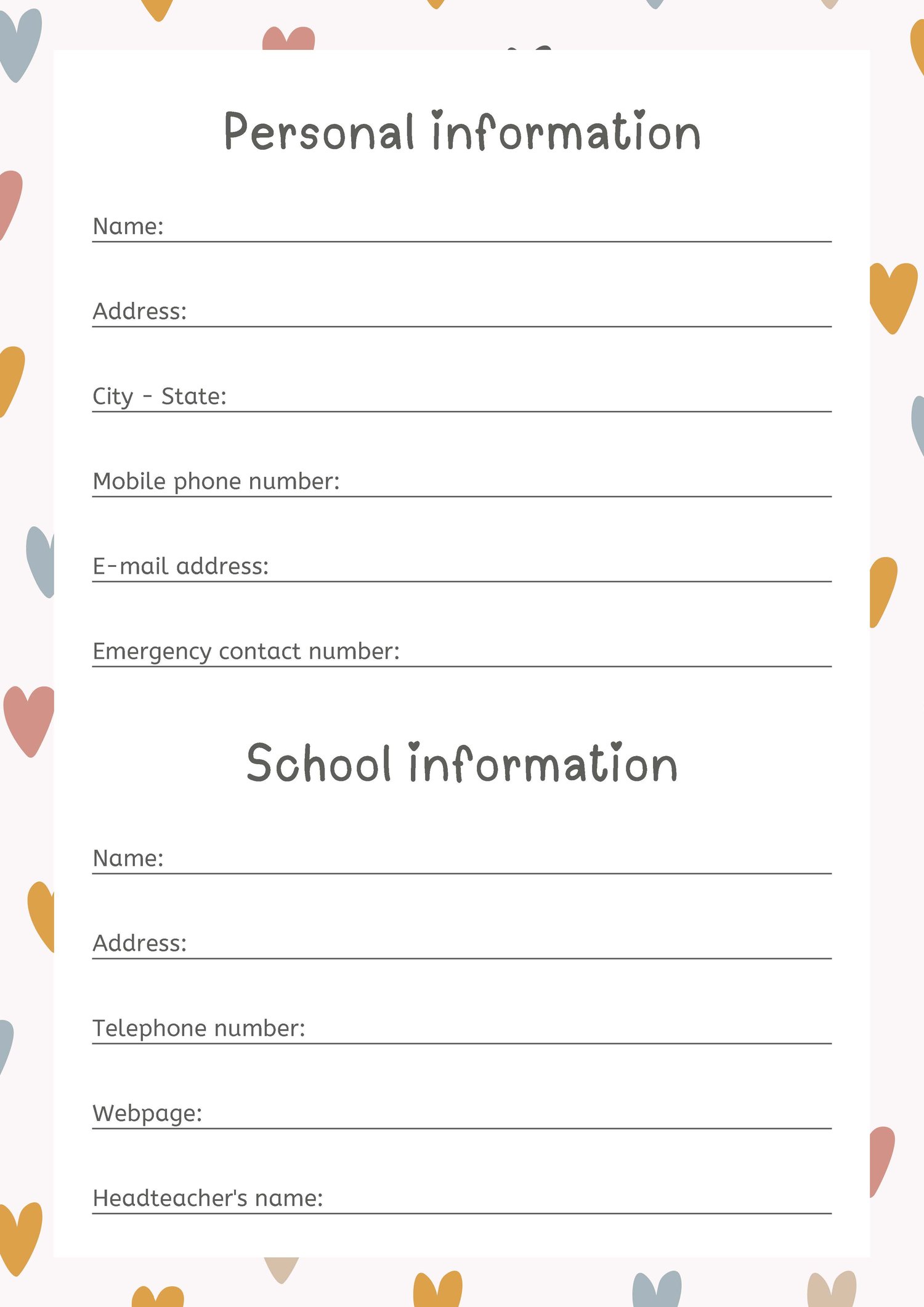 Teacher planner 2025 and 2026 in pink and grey hearts pattern style