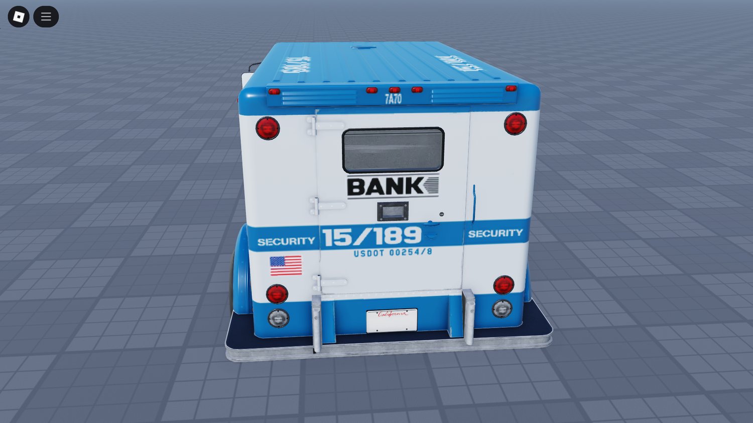 Rear cargo area of Roblox bank truck