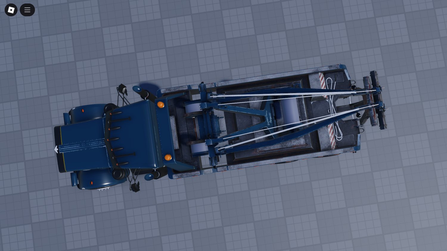 Realistic red Peterbilt wrecker truck driving in Roblox