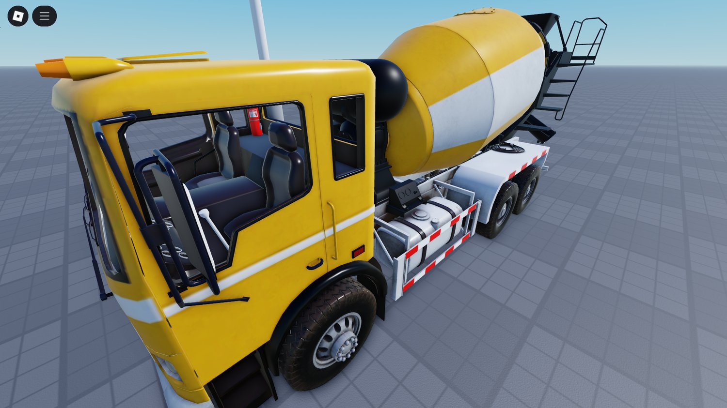 Side view of Roblox cement truck with functional parts