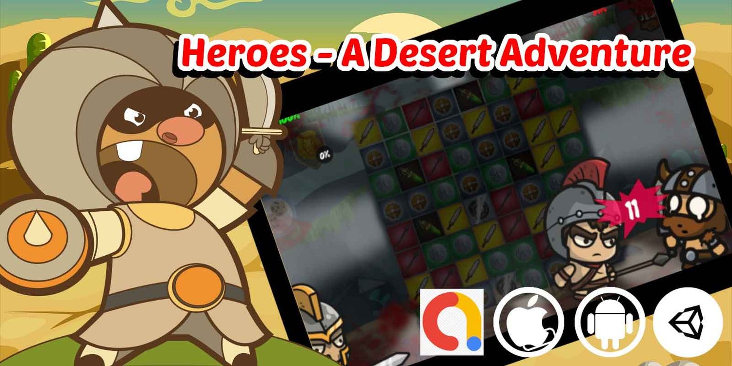 Heroes A Desert Adventure unity 2d puzzle game template unity match 3 puzzle game