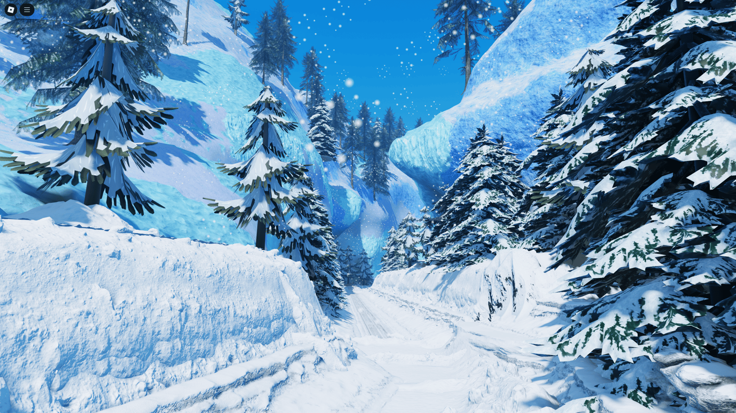 Large open fields and icy valleys in Roblox world