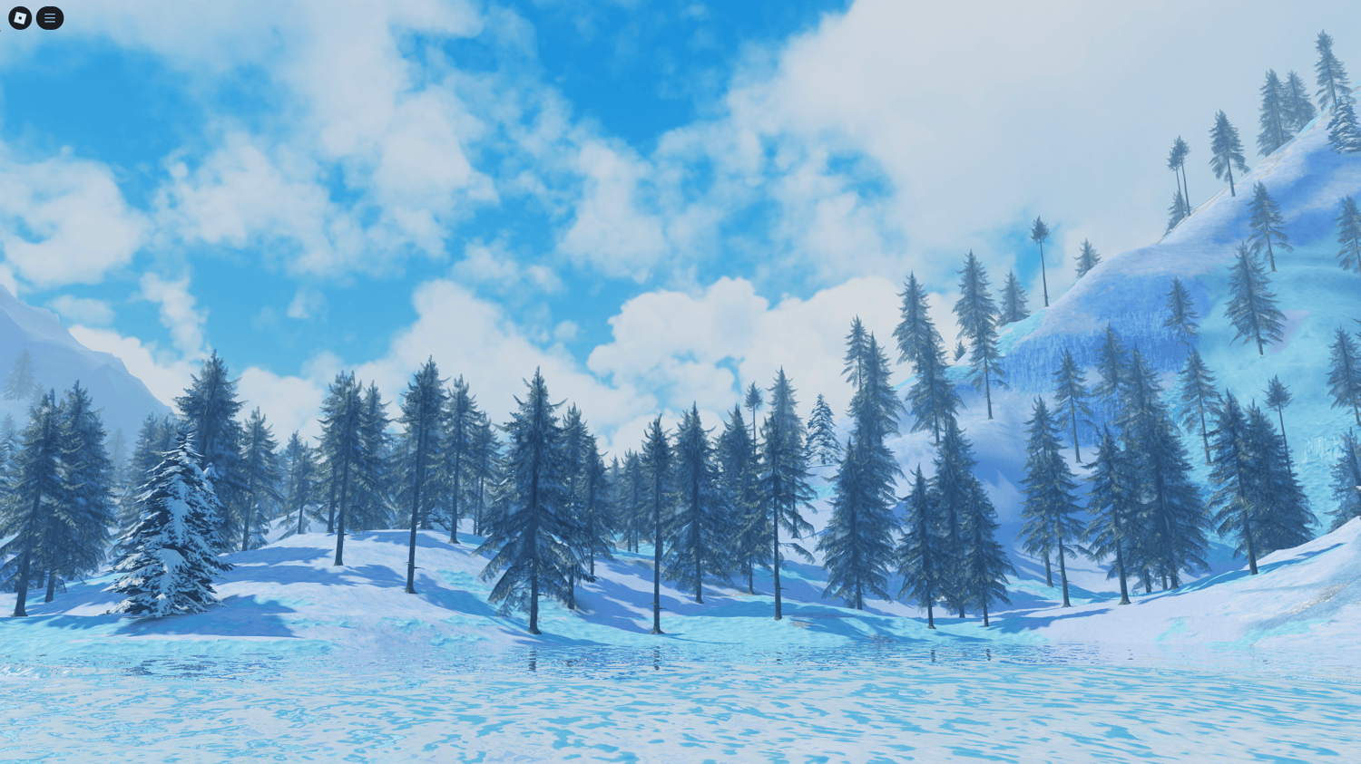 Fantasy snow forest with mid-poly vegetation