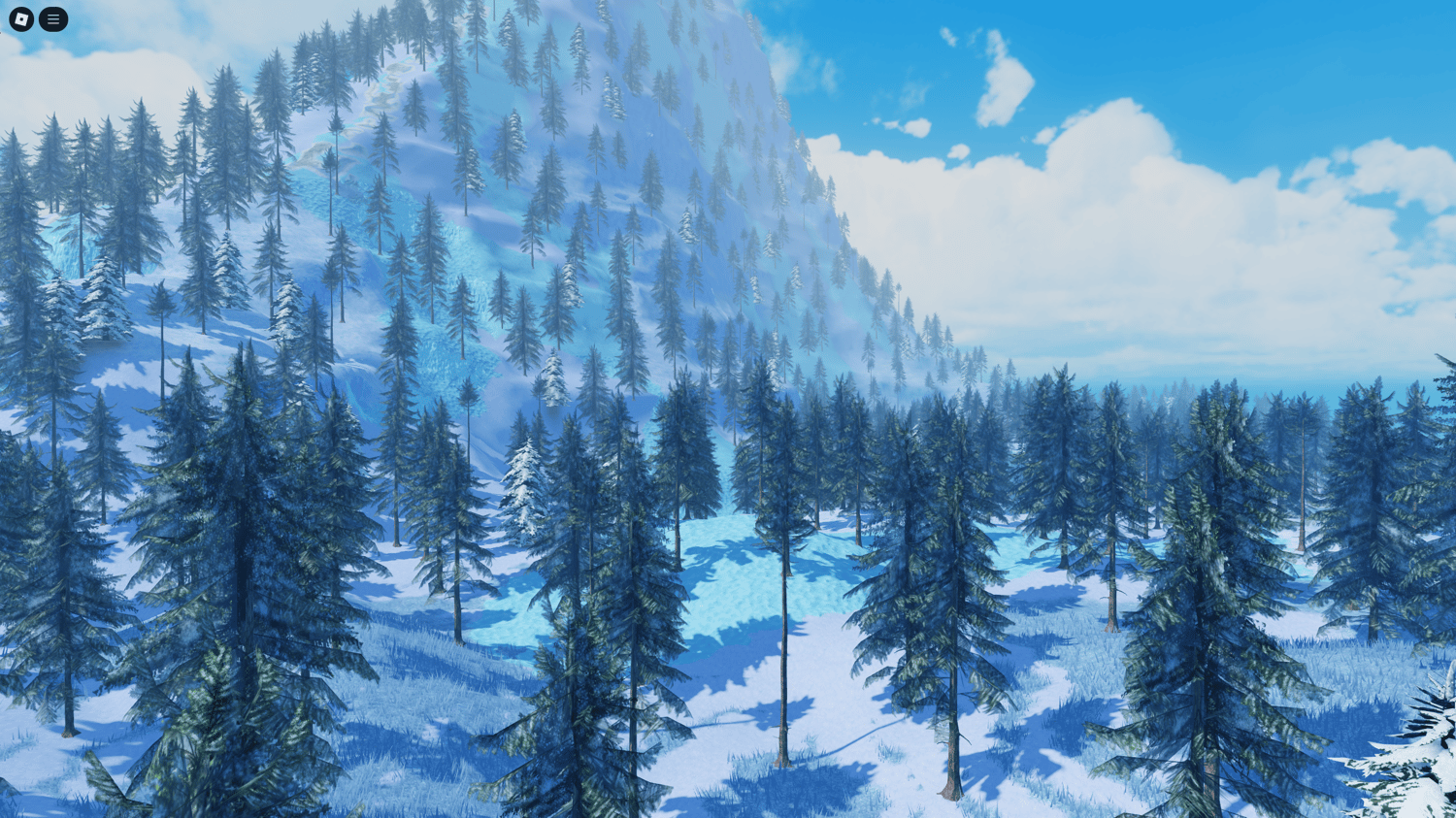 Performance-optimized winter forest terrain for Roblox