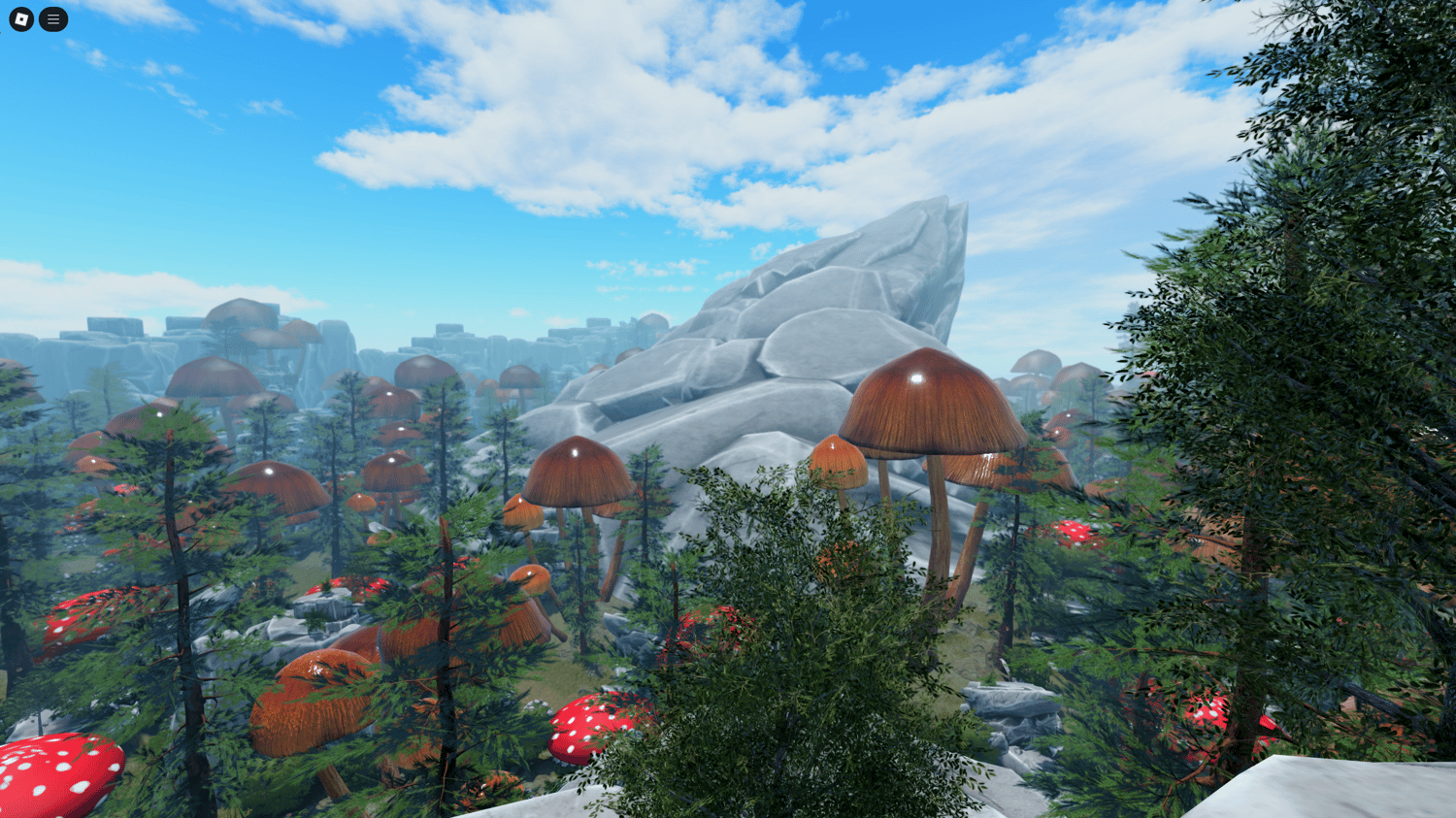 Large mushroom valley terrain with PBR textures in Roblox