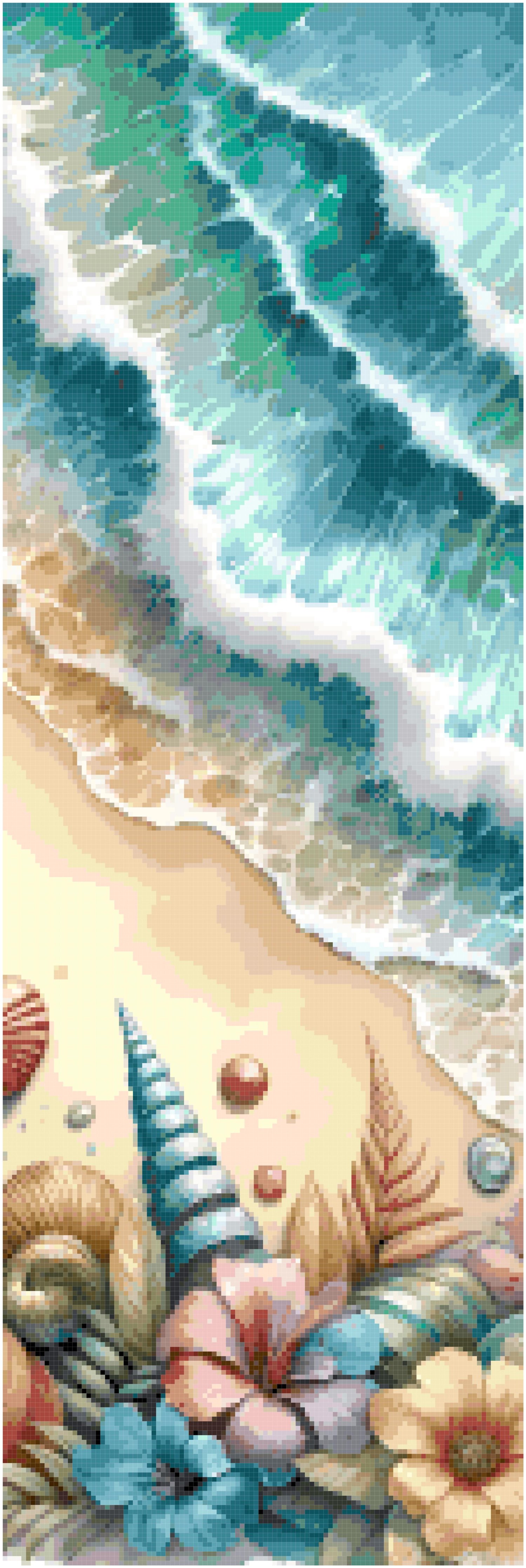 Beach Shoreline Counted Cross Stitch PDF Pattern Keeper | Ocean Waves ...